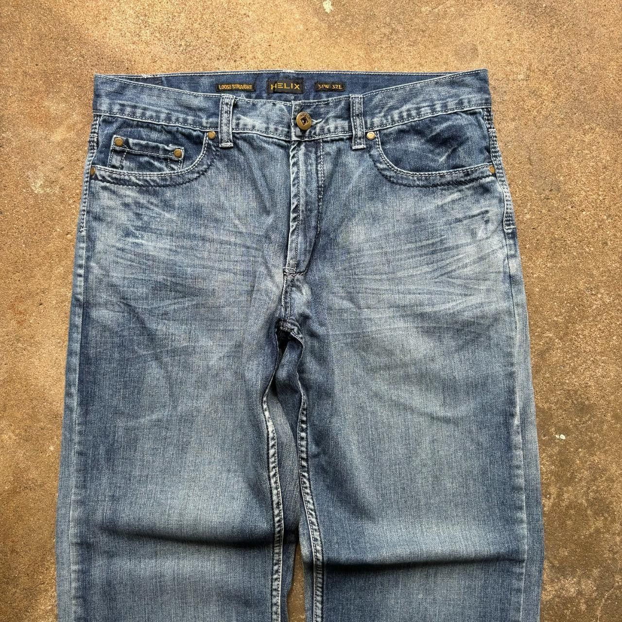 Helix Helix Light Wash Wide Baggy Jeans with Back Pocket Detailing Size US 34 / EU 50 - 5 Thumbnail