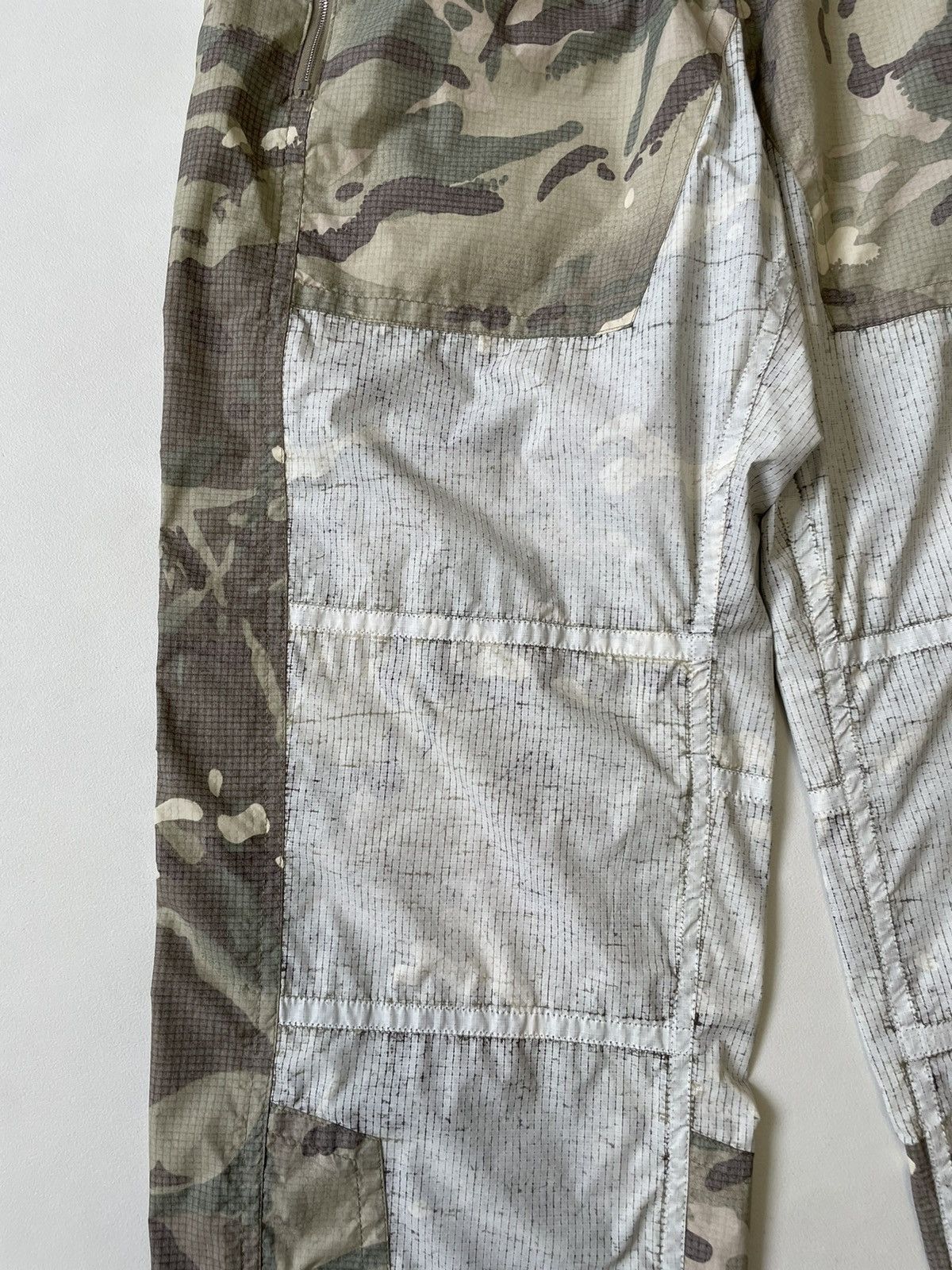 Dries Van Noten Sample White Coated Camo Nylon Utility Trousers Size US 34 / EU 50 - 6 Thumbnail