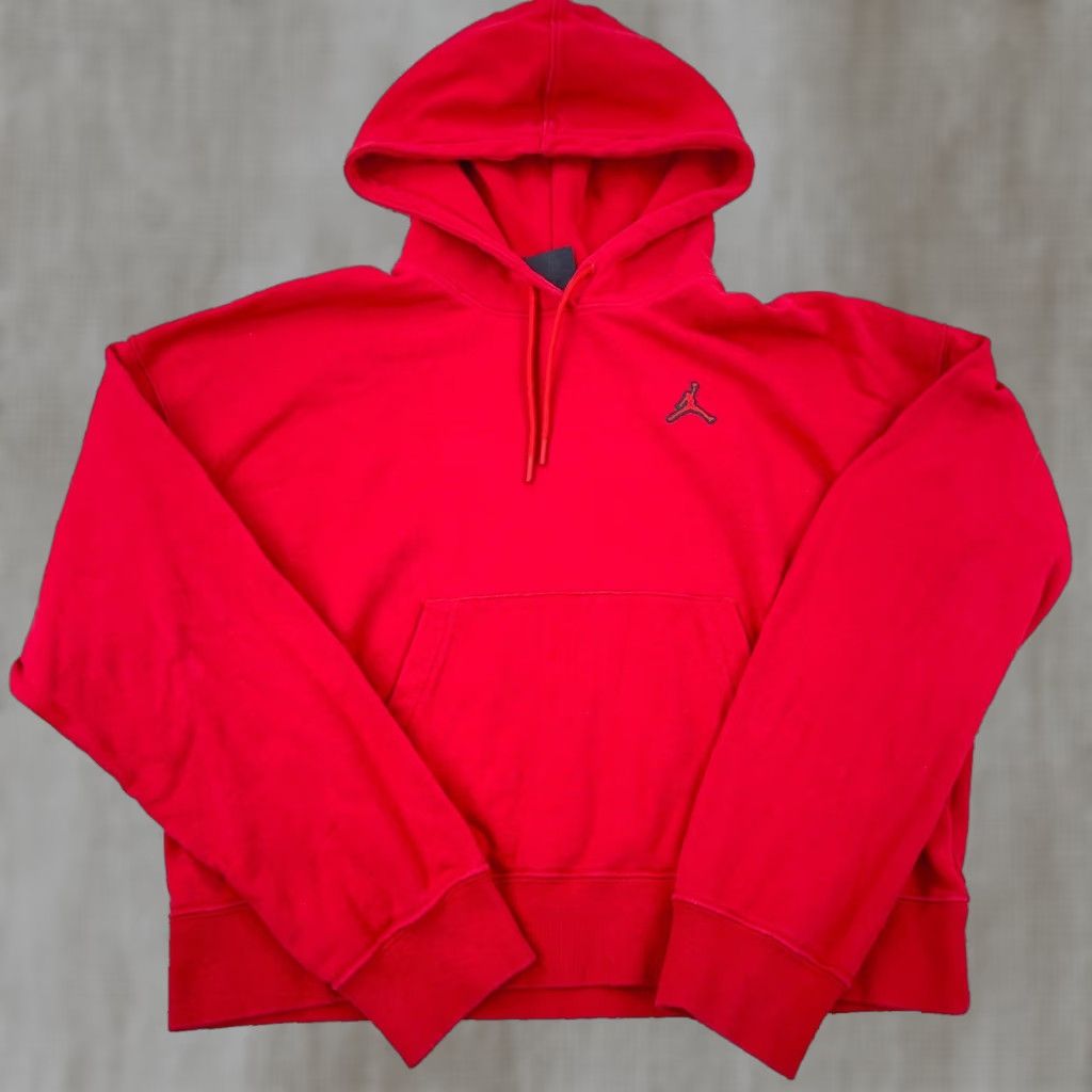 Jordan Brand Jordan Hoodie Women Small Red Black Cropped Sweatshirt Jump Man Y2K Loose Fit Size S / US 4 / IT 40 - 1 Thumbnail
