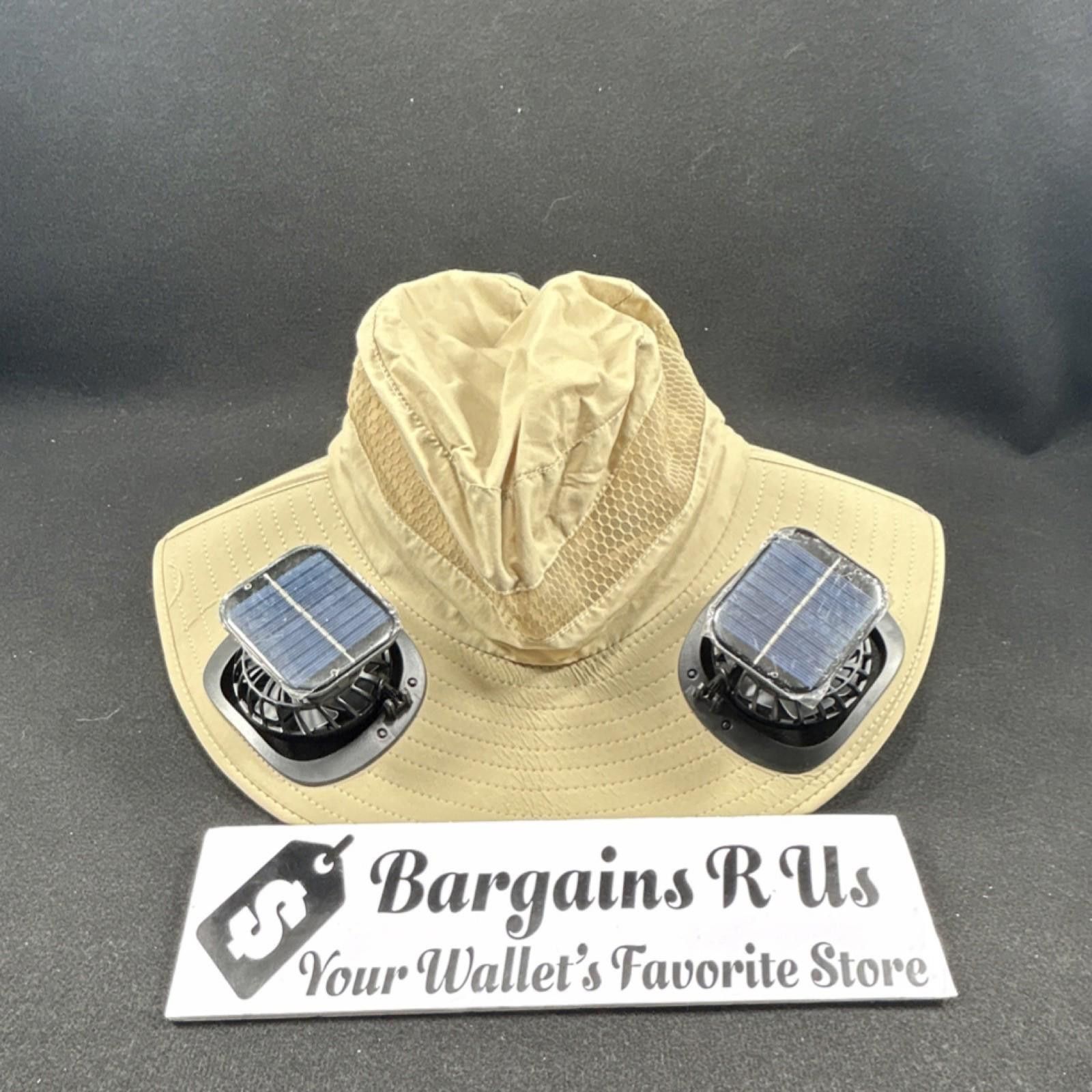 Other Beige Wide Brim Hat with Solar Powered Fans Camping Hiking Size ONE SIZE - 2 Thumbnail