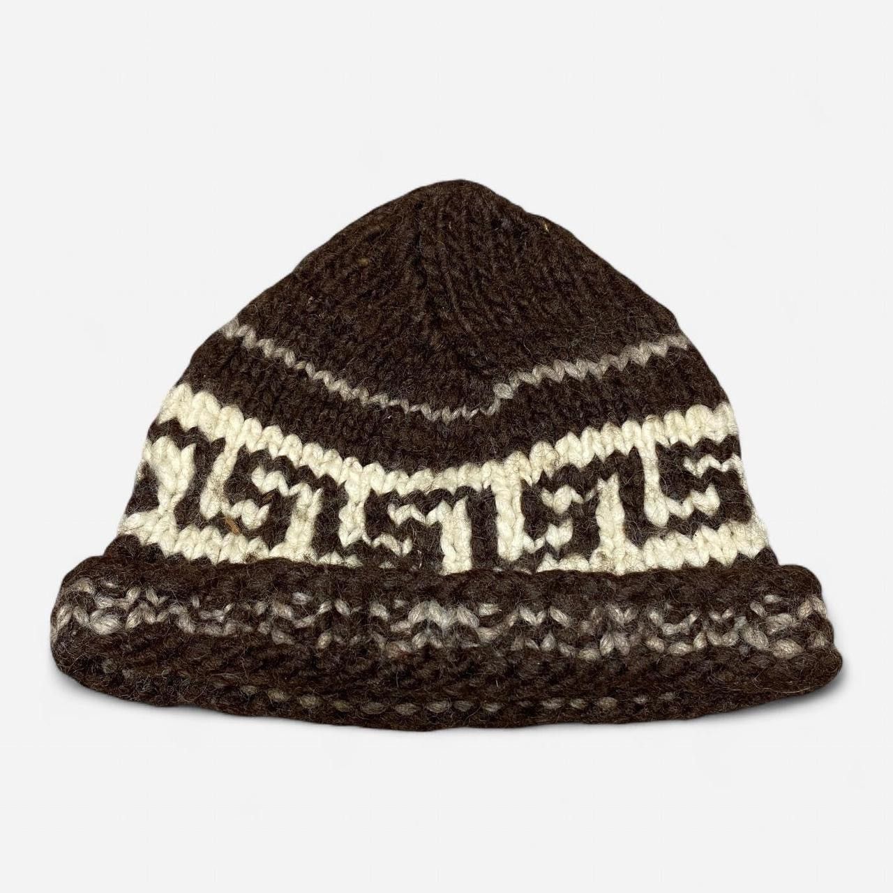 Other Vintage wool handmade brown and white beanie Size ONE SIZE - 1 Thumbnail