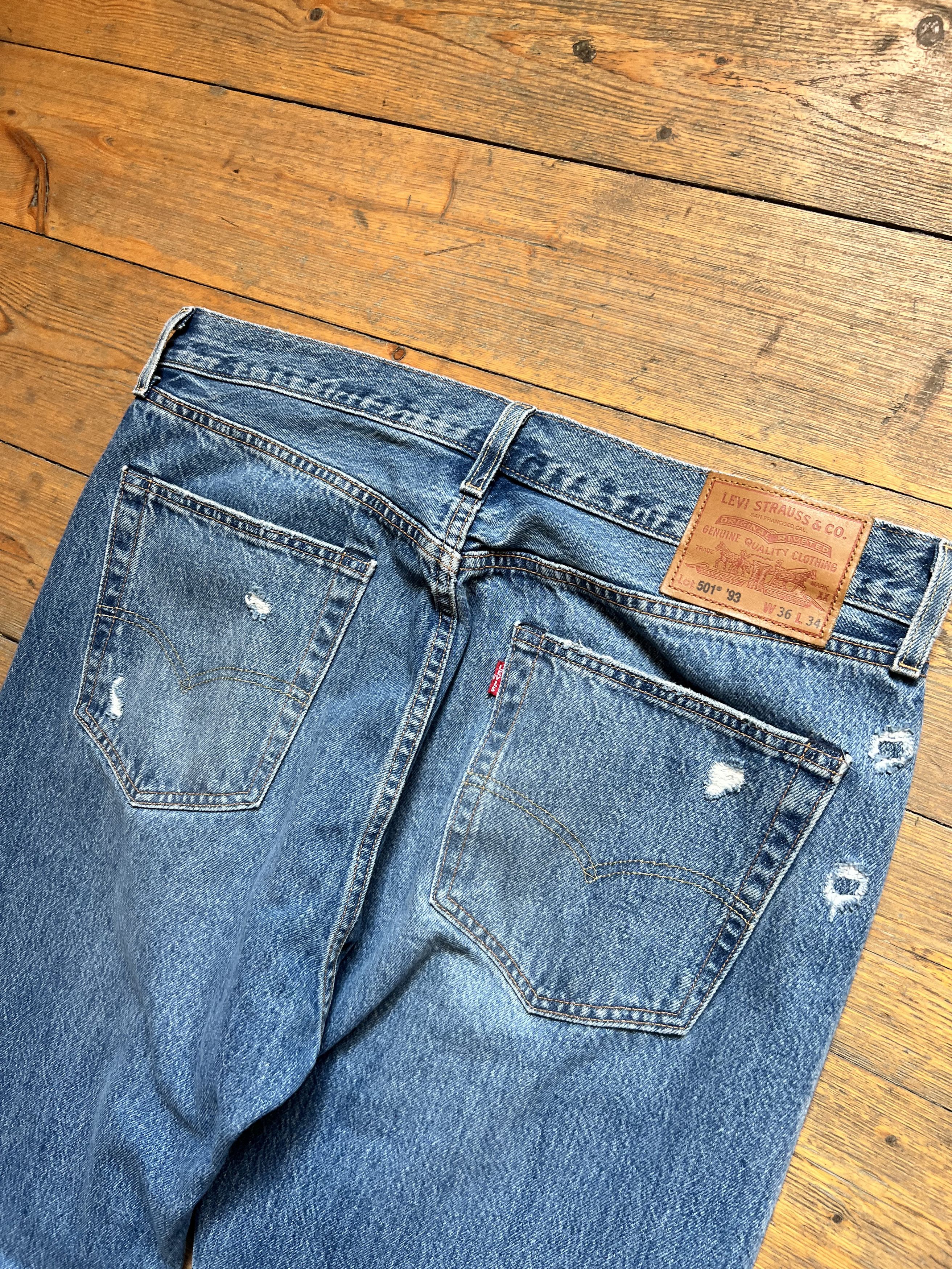 Levi's Vintage Clothing Levis Distressed 501 93 Baggie Relaxed Fit Denim Jeans pants Size US 36 / EU 52 - 4 Thumbnail