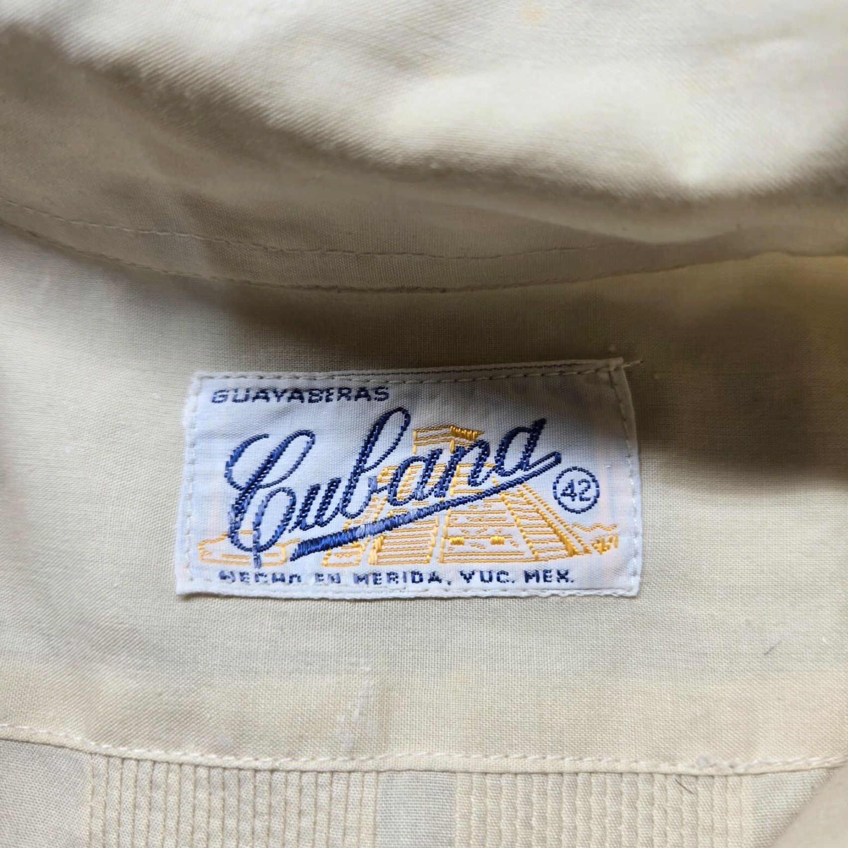 Vintage VINTAGE Cubana Shirt Mens Adult 42 Beige Tan Long Sleeve Button-Up Size US XL / EU 56 / 4 - 3 Thumbnail