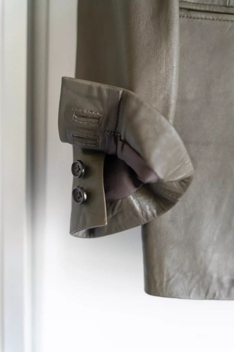 Yohji Yamamoto Yohji Yamamoto Yohji Yamamoto Olive Green Leather Blazer Size US S / EU 44-46 / 1 - 6 Thumbnail