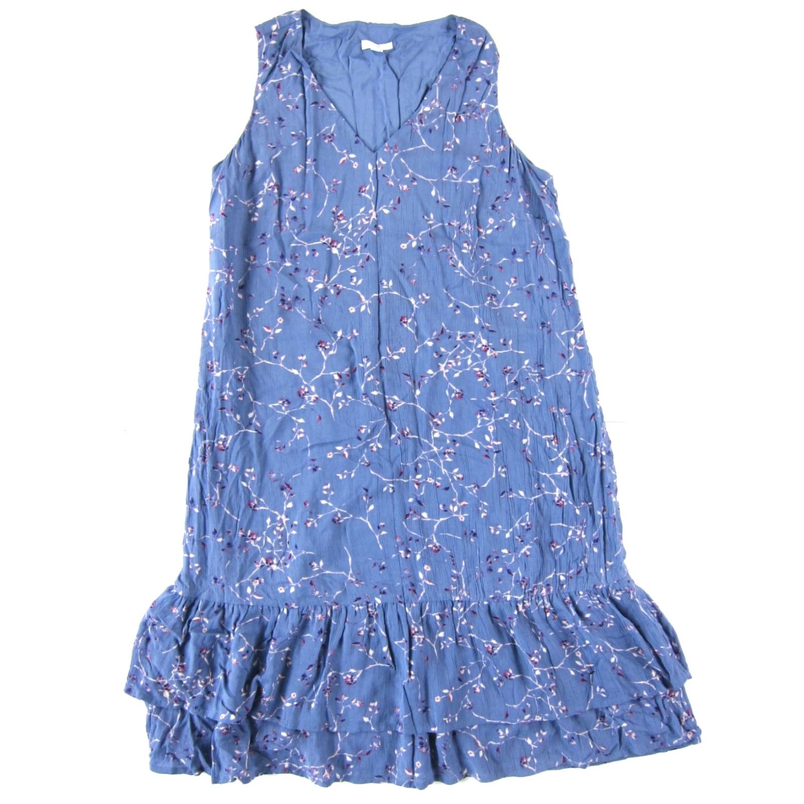 J. Jill J. Jill 100% Rayon Purple Pink Floral V-Neck Sleeveless Midi Tank Dress Small P Size S / US 4 / IT 40 - 2 Thumbnail