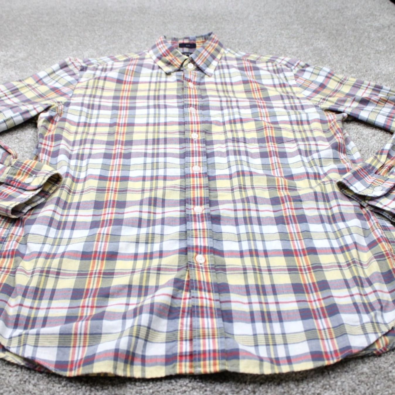 J.Crew J.CREW Slim Fit Plaid Shirt Mens Medium Red Blue Yellow Button-Down L/S Cotton Shirt Size US M / EU 48-50 / 2 - 3 Thumbnail