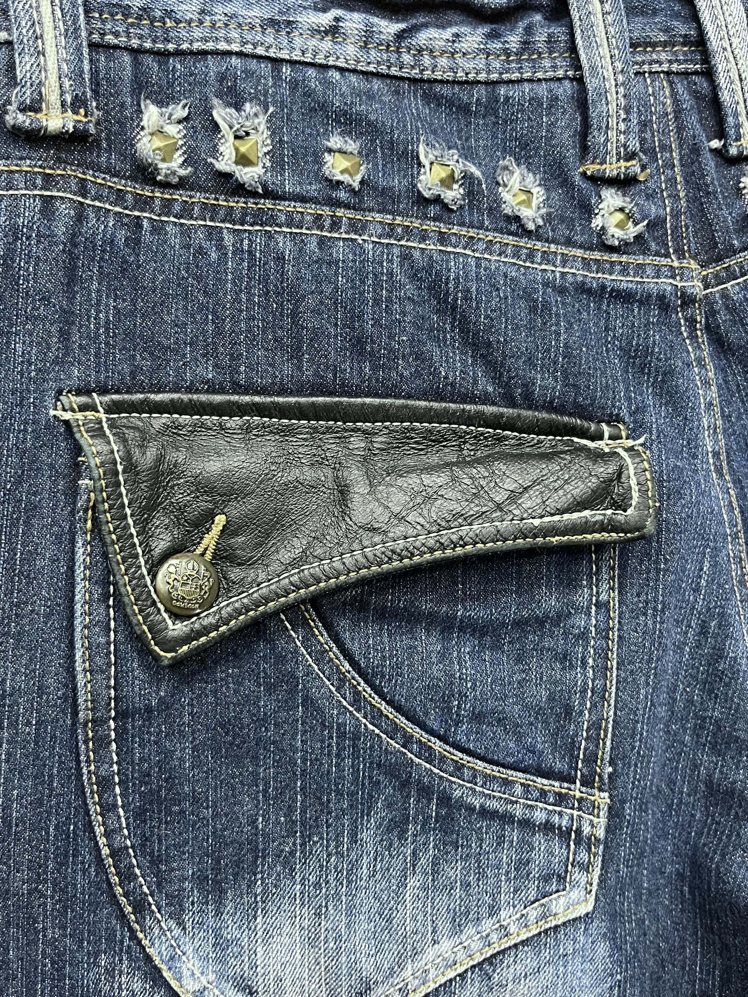 Seditionaries FYE🔥Vtg 90’s TRIXY Punk Studded Acid Wash Blue Flare Denim Size US 33 - 18 Thumbnail