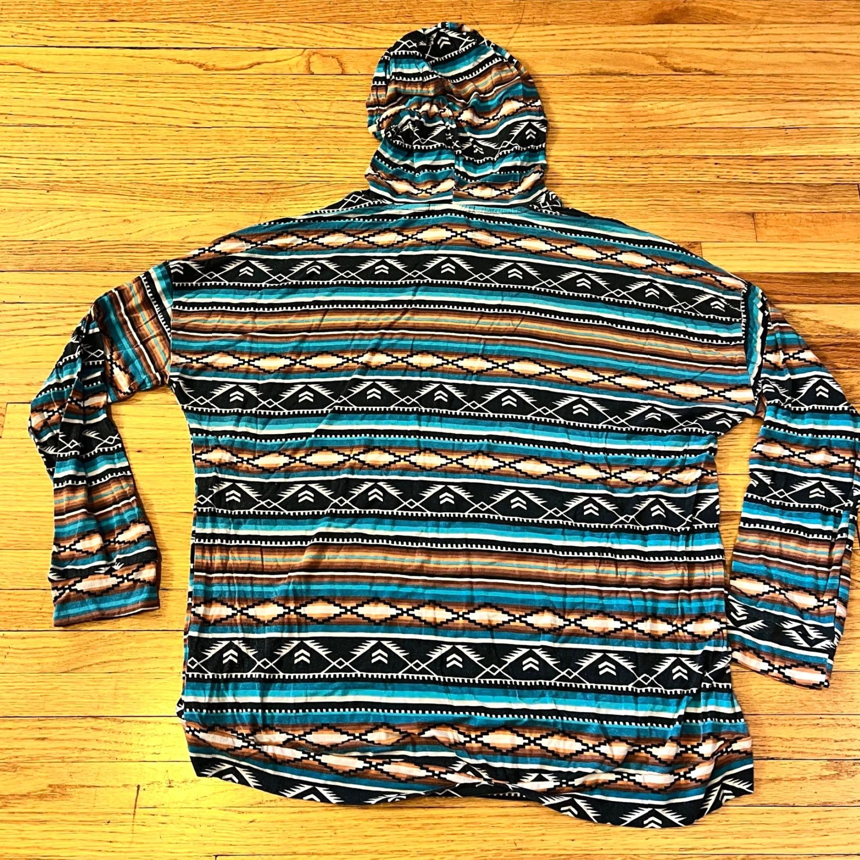 Vintage Rock and Roll Cowgirl Shirt Hoodie Womens Large Aztec Western Long Sleeve Green L Womens Pullover Regular Size L / US 10 / IT 46 - 3 Thumbnail