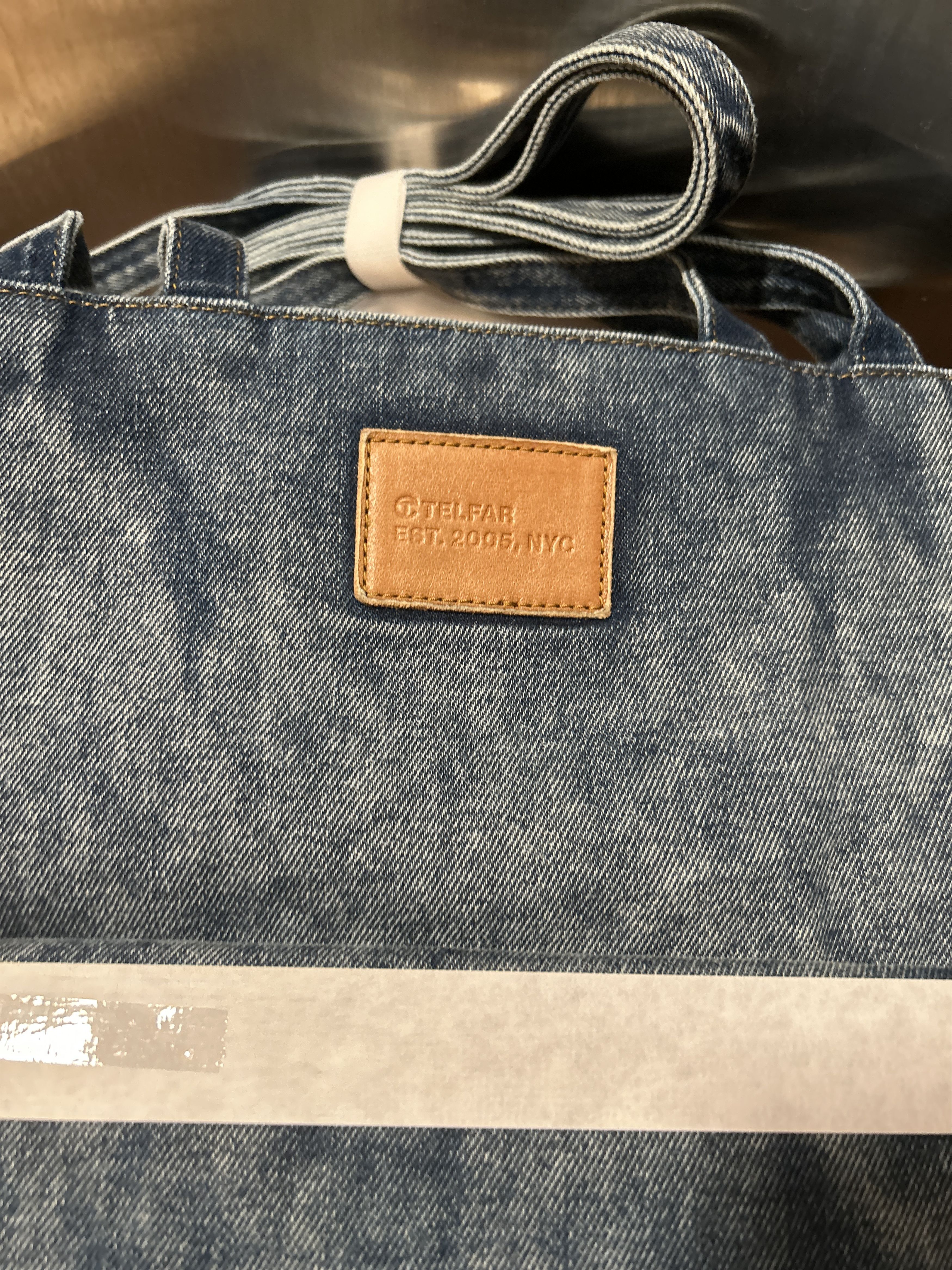 Telfar Medium Denim Shopper - Blue Size ONE SIZE - 6 Thumbnail