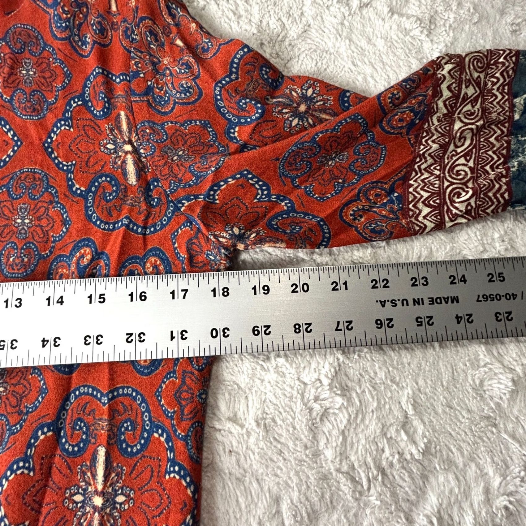 Desigual Desigual Tina Dress 38 Red/Blue Paisley Print 3/4 Sleeve Mini Shift Womens Size XS / US 0-2 / IT 36-38 - 7 Thumbnail