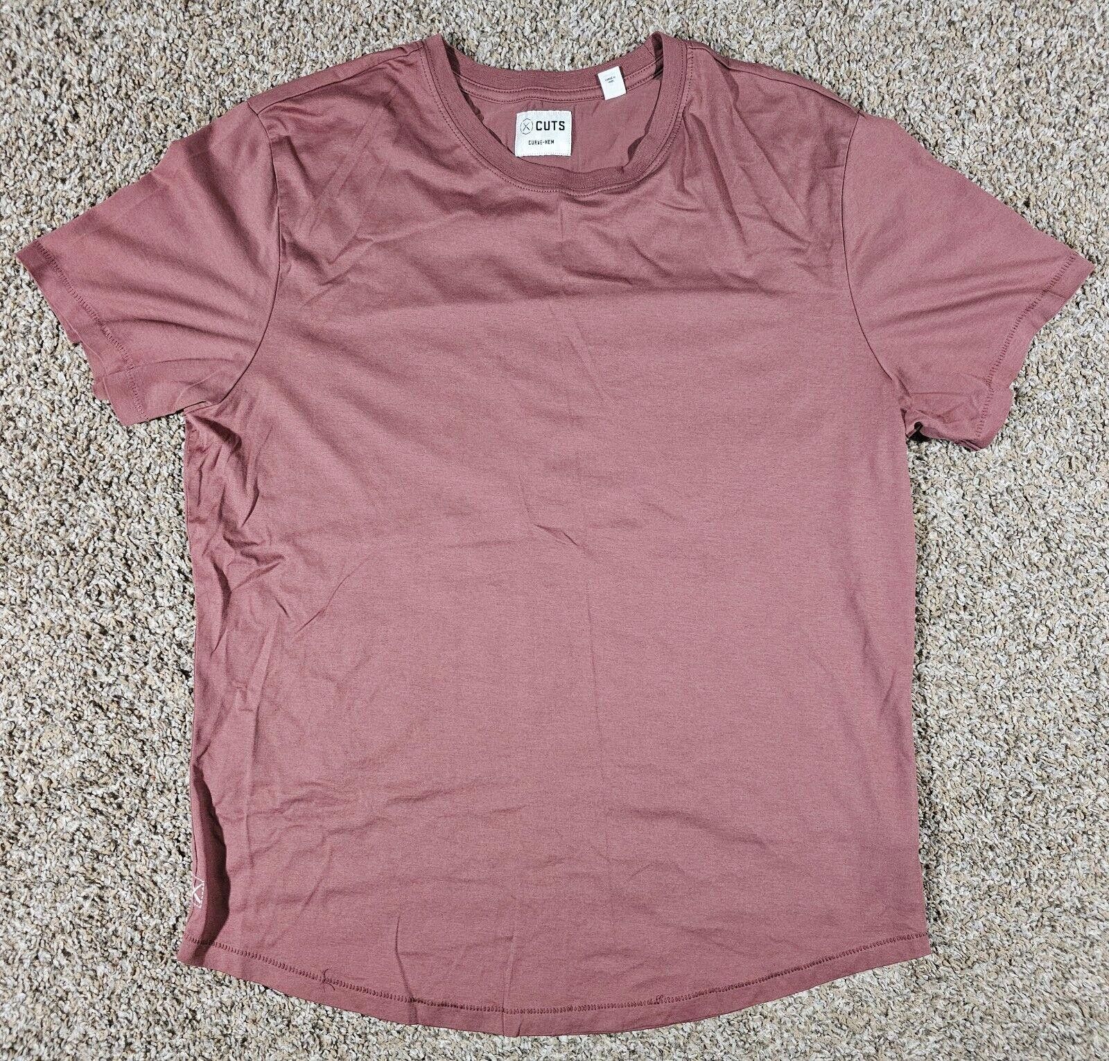 Designer CUTS curve hem mens XL Pima cotton shirt Red Size US XL / EU 56 / 4 - 1 Thumbnail