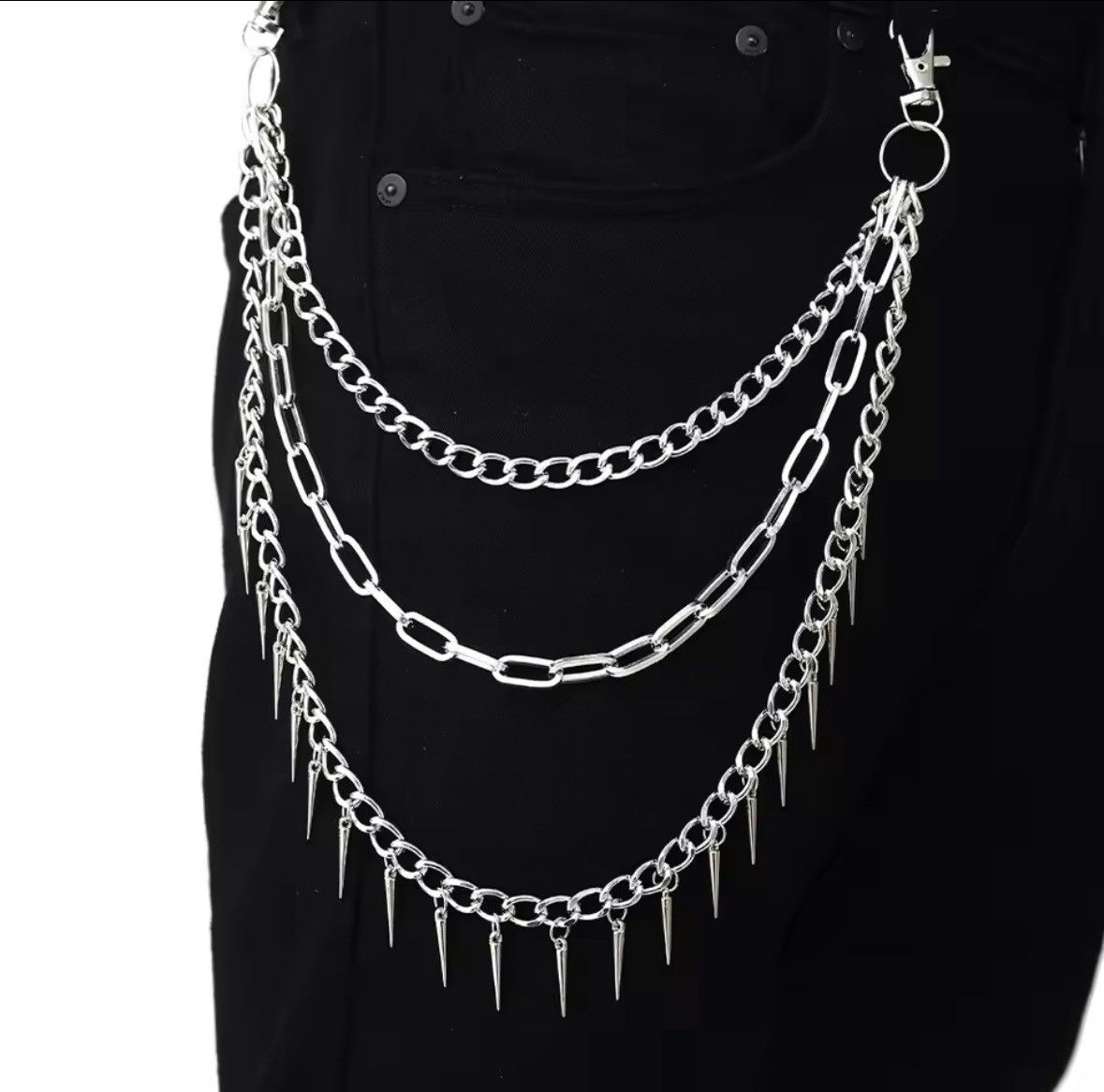 Jewelry Layered Punk Chain On The Jeans Pants Women Spike Keychains Size ONE SIZE - 6 Thumbnail