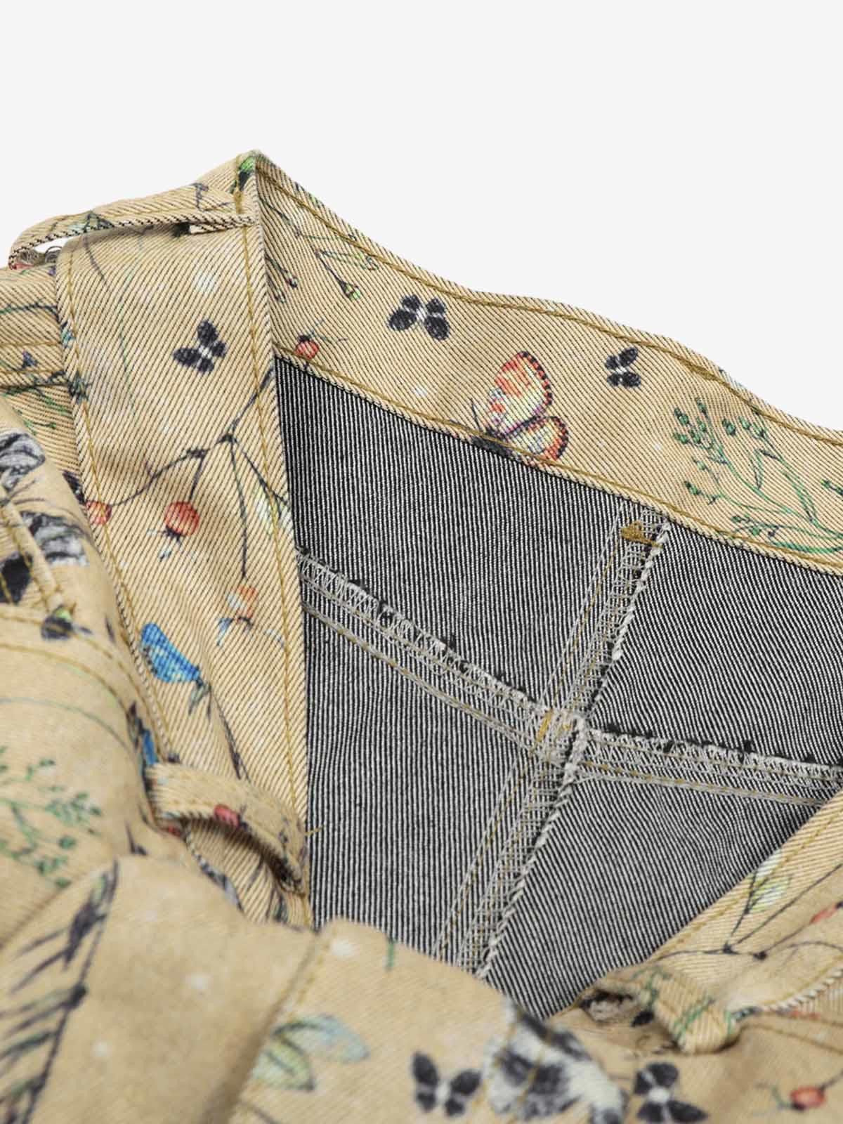Japanese Brand Retro Jacquard Straight-Leg Personalized Work Pants Size ONE SIZE - 7 Thumbnail
