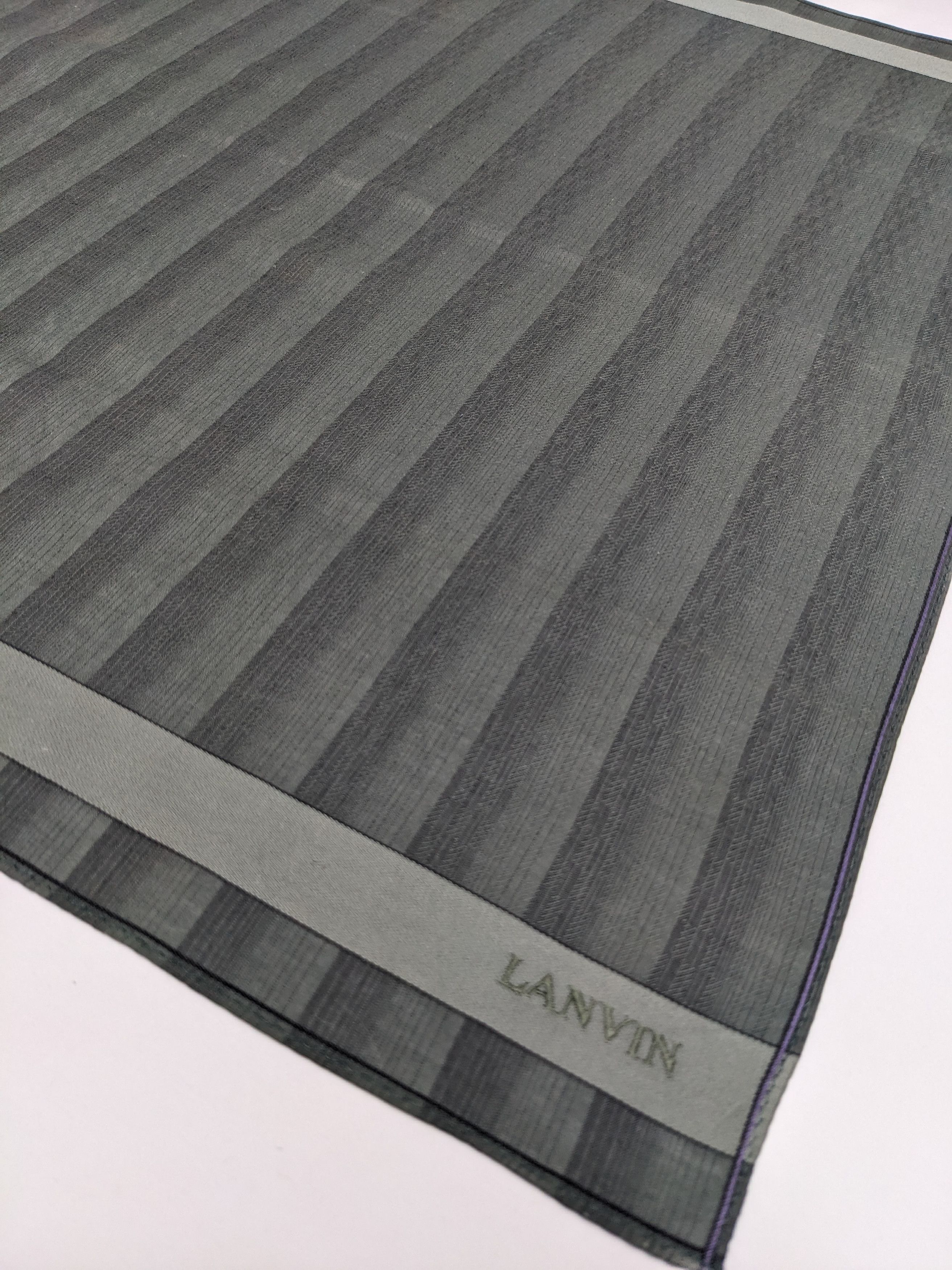 Lanvin VINTAGE LANVIN CHARCOAL GREY STRIPED JACQUARD HANDKERCHIEF Size ONE SIZE - 2 Thumbnail