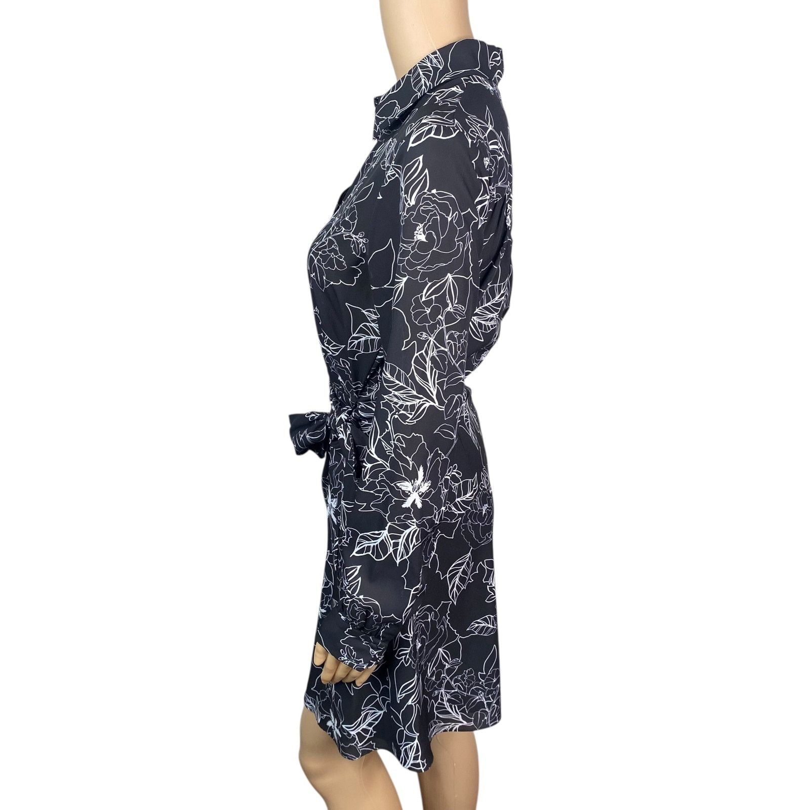 Parker Parker Gianna Black White Floral Wrap Mini Shirt Dress SZ S Size S / US 4 / IT 40 - 6 Thumbnail