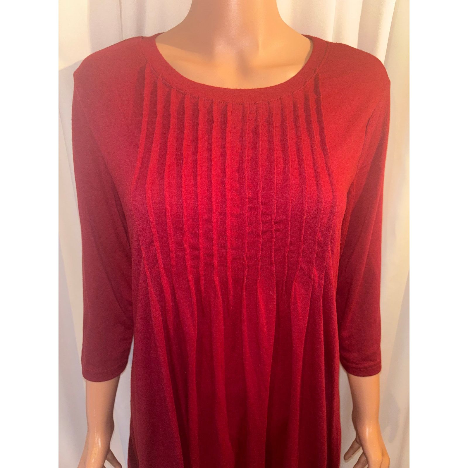 The Unbranded Brand Red Pleated Dress Size Large Size L / US 10 / IT 46 - 3 Thumbnail
