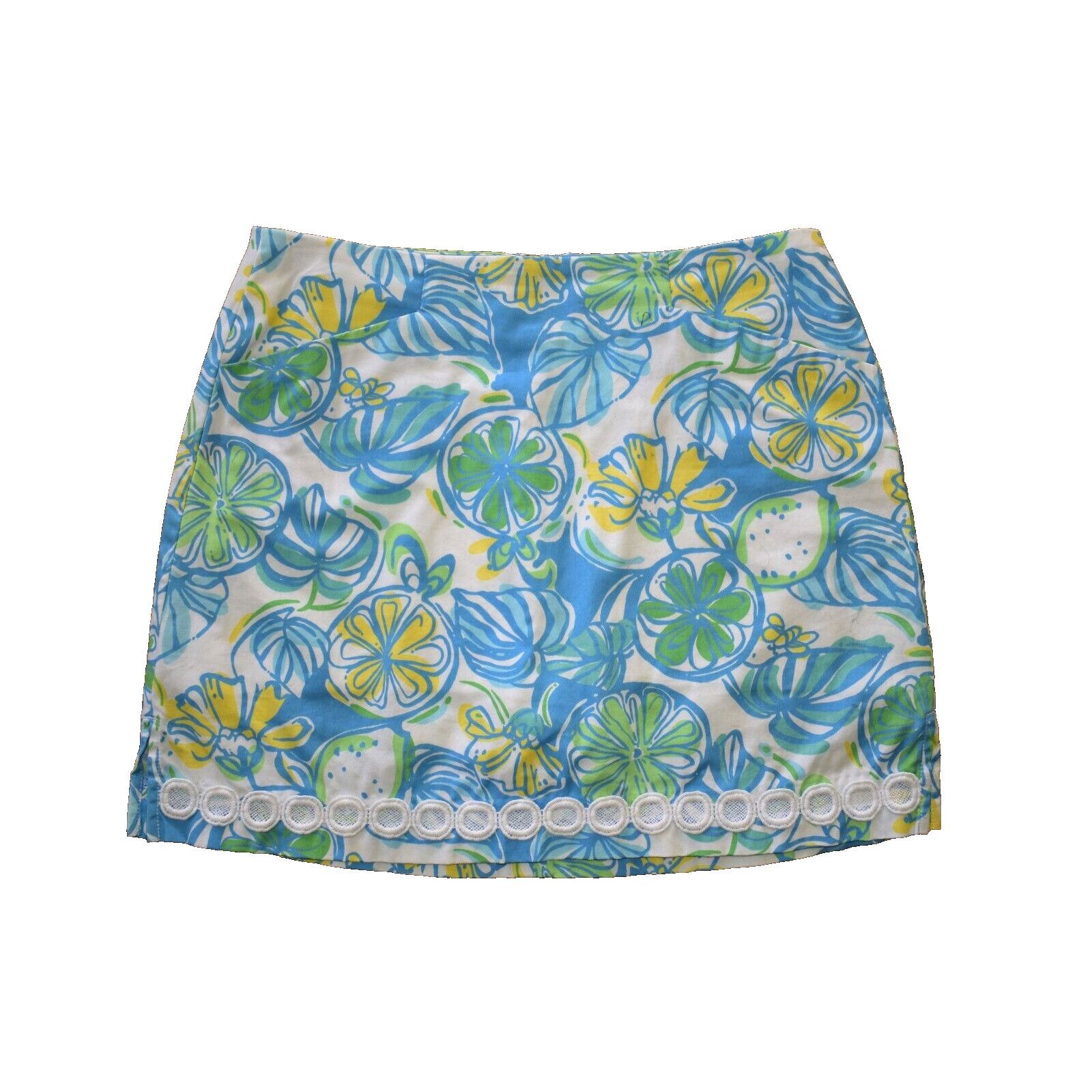 Lilly Pulitzer LILLY PULITZER Blue White Fruit Back Zipper Skort Skirt Sz 2 Size 26" / US 2 / IT 38 - 1 Thumbnail