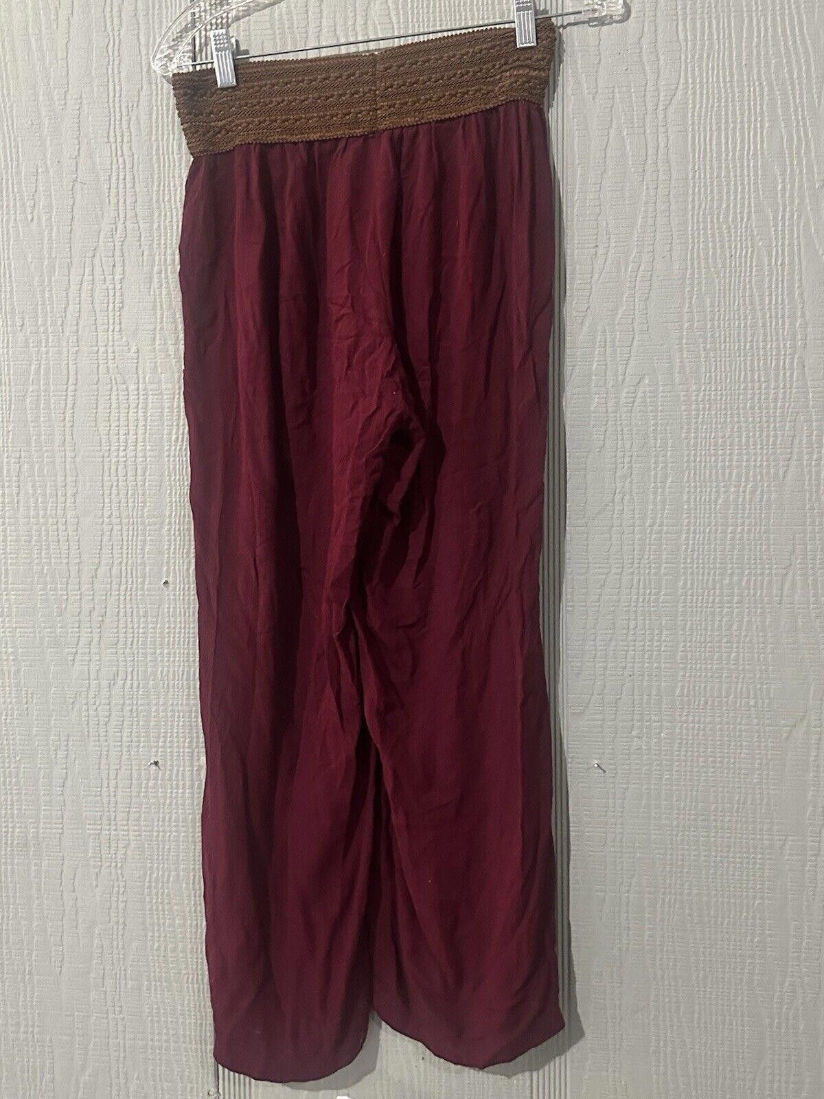 rue21 Rue 21 Women's Small Gauze Pants S Maroon Boho Size 28" / US 6 / IT 42 - 4 Thumbnail