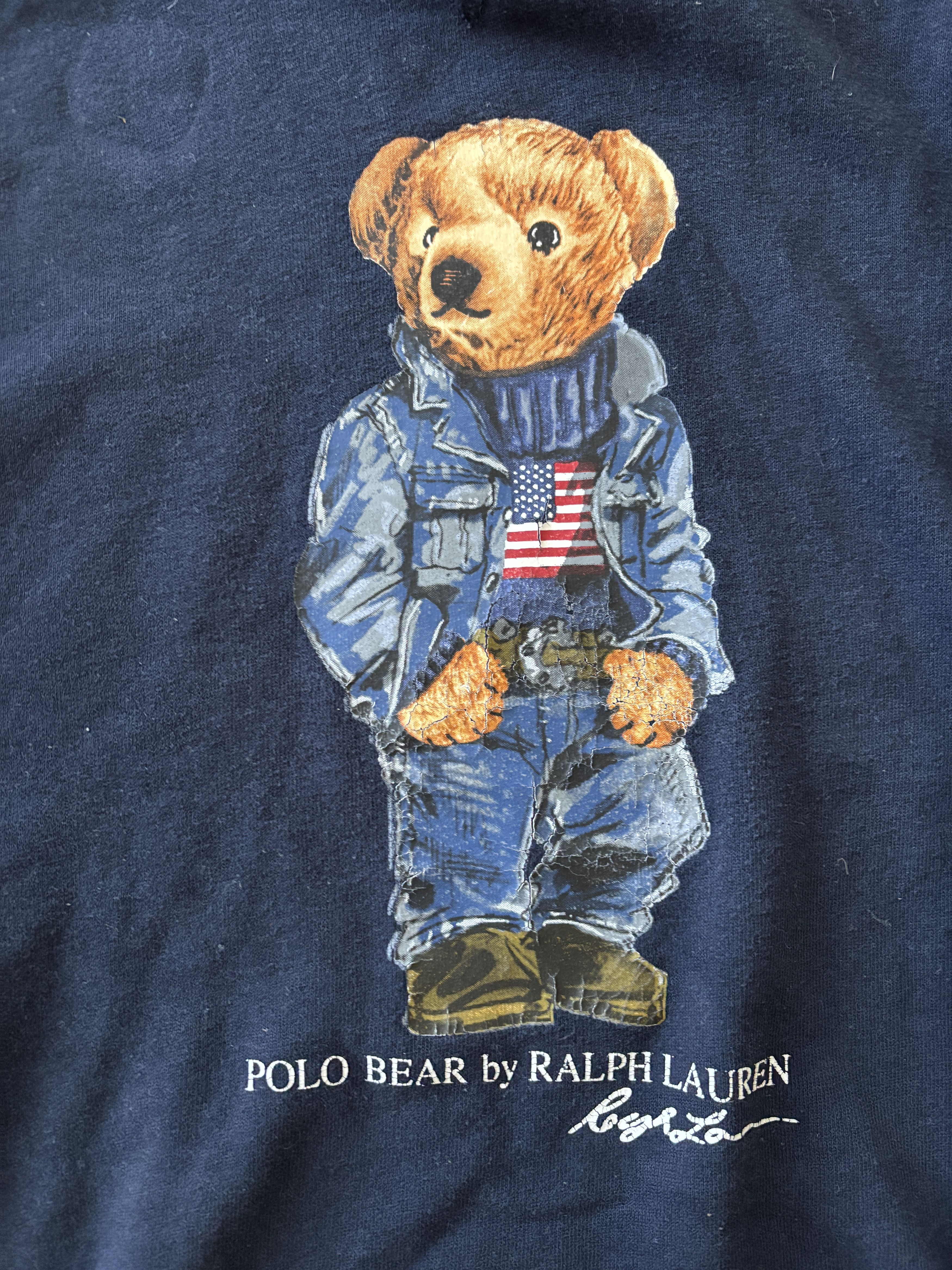 Polo Ralph Lauren American Flag / Denim Bear Pullover Hoodie Size US XXL / EU 58 / 5 - 3 Thumbnail