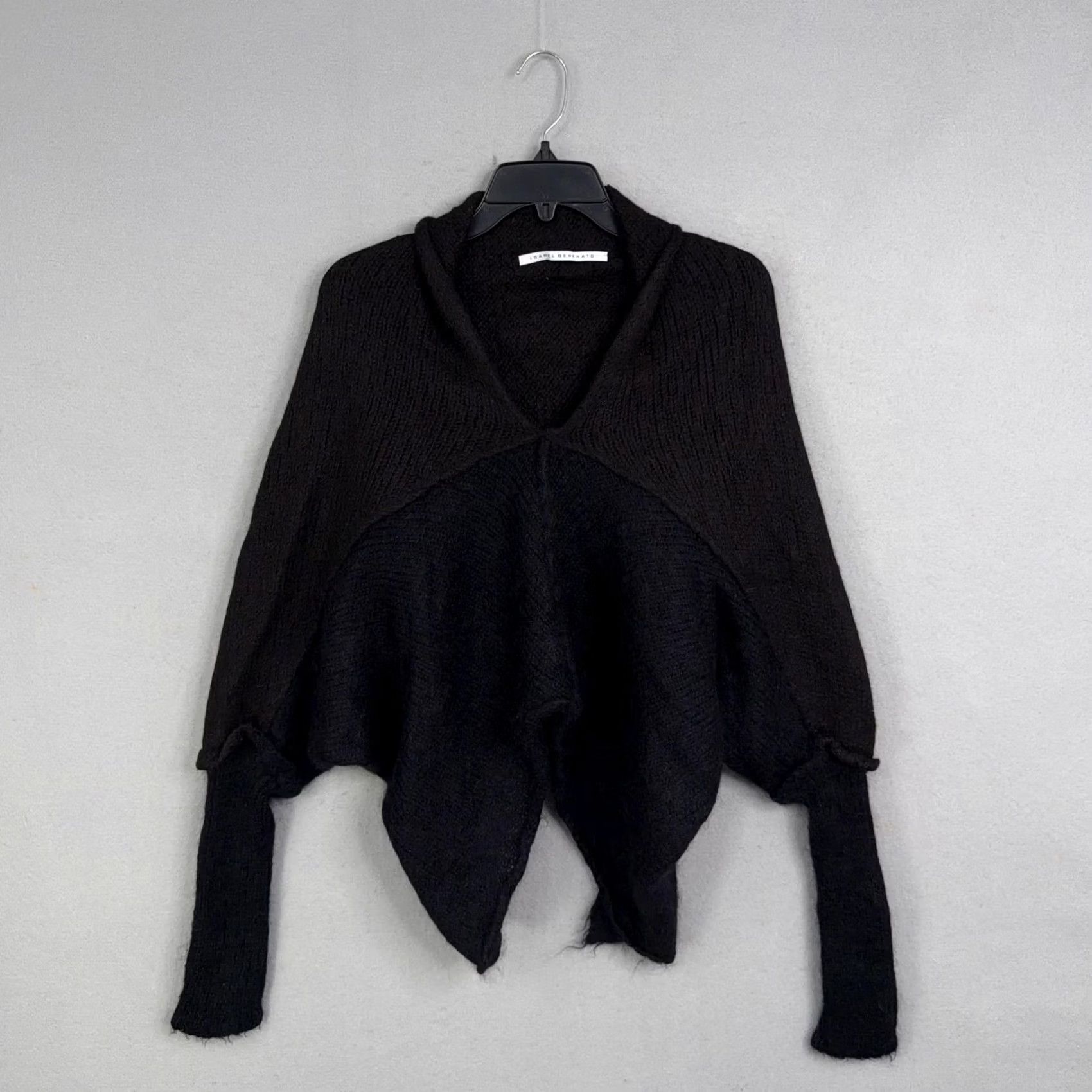 Isabel Benenato Isabel Benenato Sweater Womens 40 Black Dolman V-Neck Wool Alpaca Mohair Knit Made in Italy Size S / US 4 / IT 40 - 2 Thumbnail
