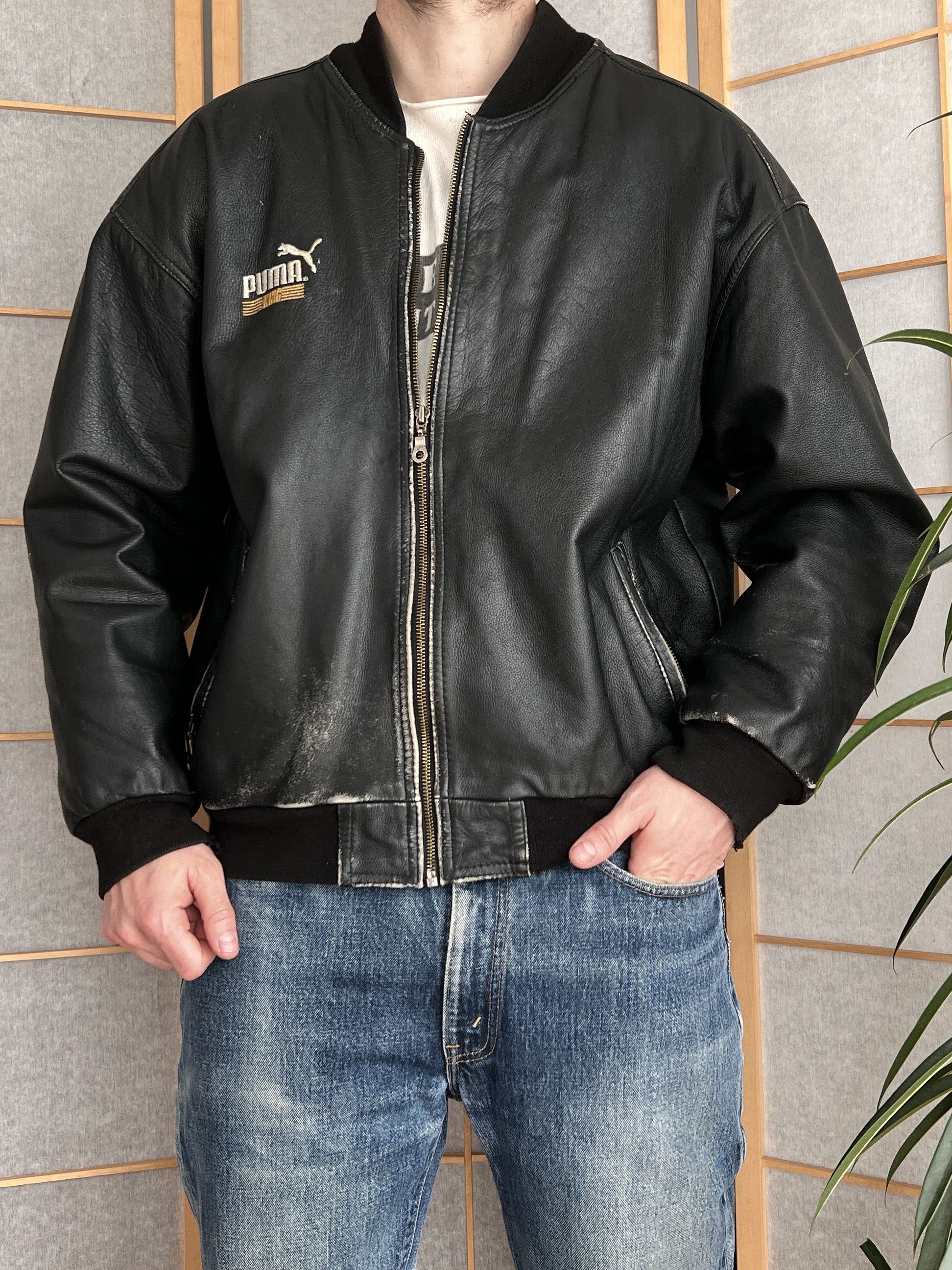 Puma PUMA KING rare vintage 1985 boxy bomber leather jacket baggy Size US L / EU 52-54 / 3 - 10 Thumbnail