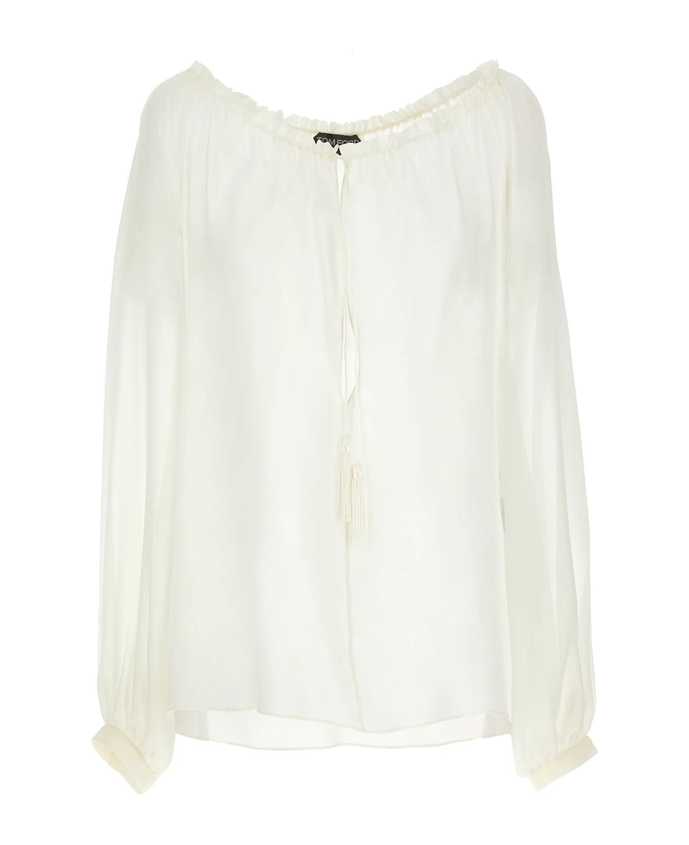 Tom Ford o1y0226 Silk Blouse in Off-White Size M / US 6-8 / IT 42-44 - 1 Thumbnail