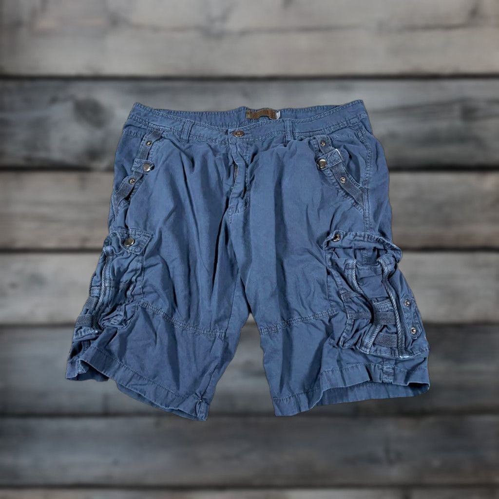 Vintage Y2K Baggy Cargo Shorts Men's 38 (36 Tag) Blue Skater Pockets Ska 13" Inseam Size US 36 / EU 52 - 1 Thumbnail