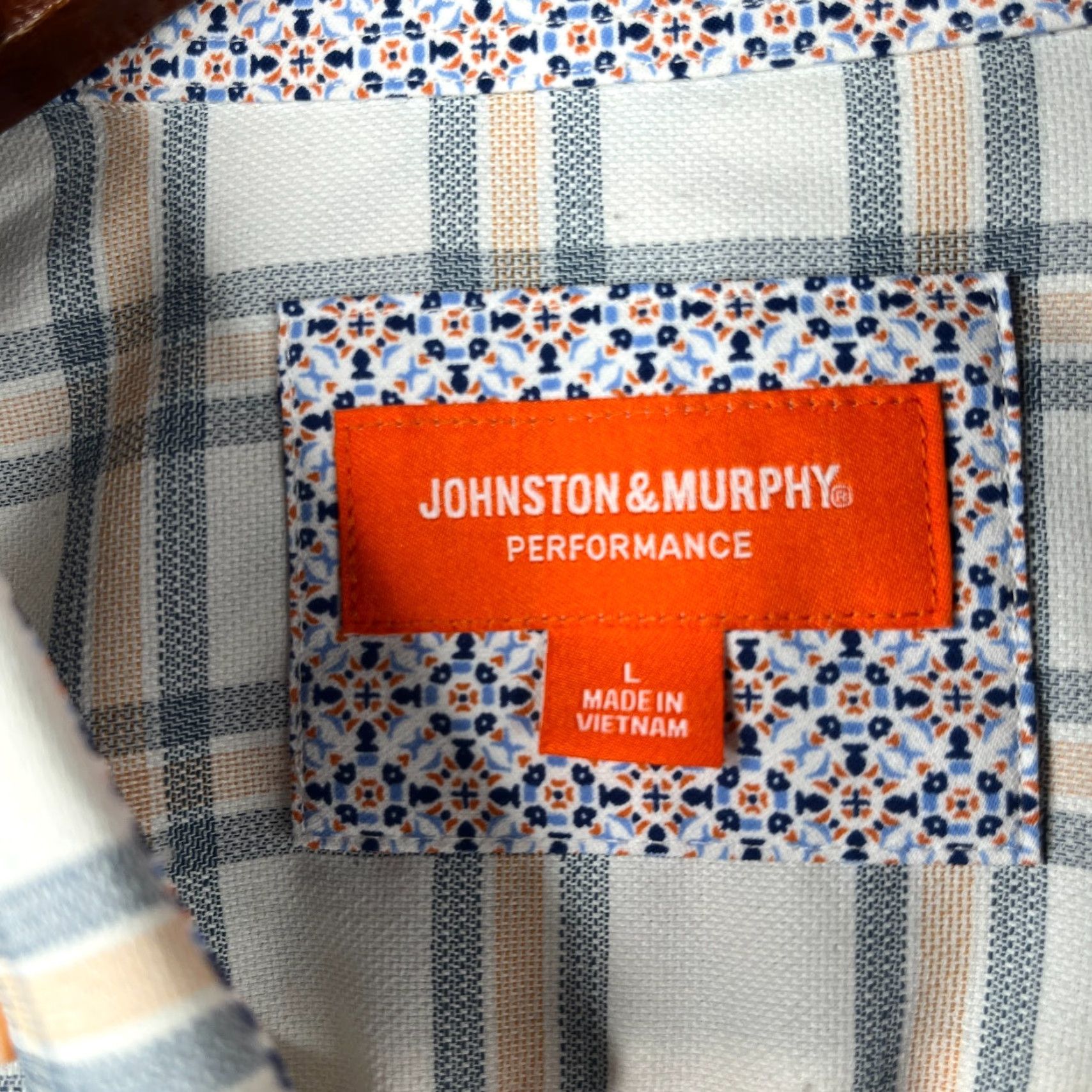 Johnston & Murphy Johnston & Murphy Performance Shirt Large White Check Button Up Long Sleeve Mens Size US L / EU 52-54 / 3 - 5 Thumbnail