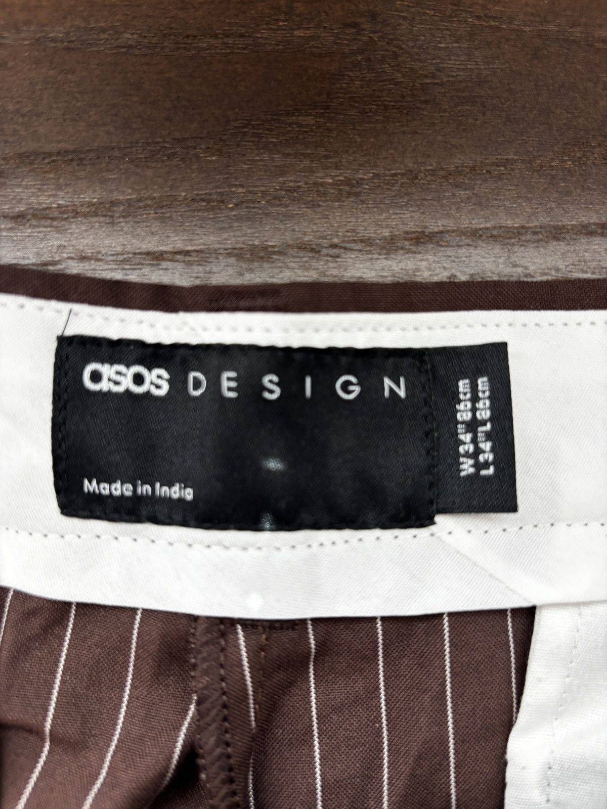 Asos ASOS BROWN PINSTRIPE PANTS Size US 34 / EU 50 - 3 Thumbnail