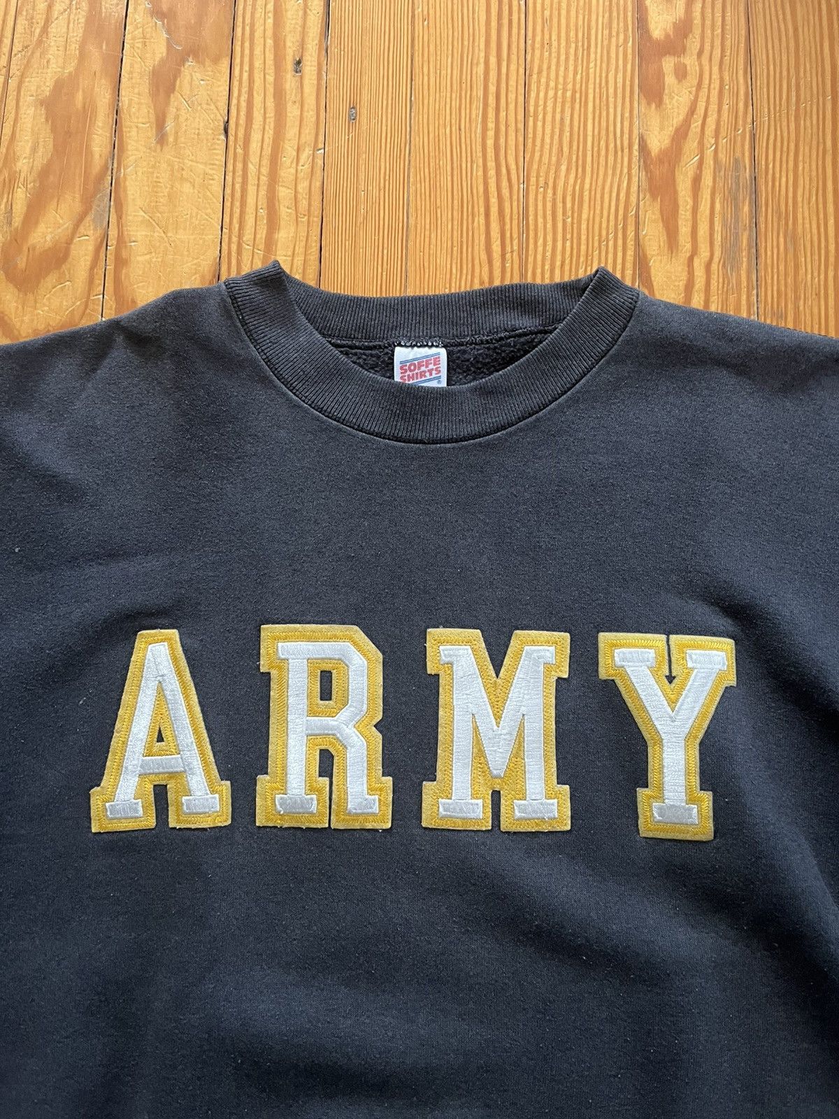 Vintage Vintage 80s Army Sweatshirt Faded Thrashed Black / Yellow Size US L / EU 52-54 / 3 - 4 Thumbnail