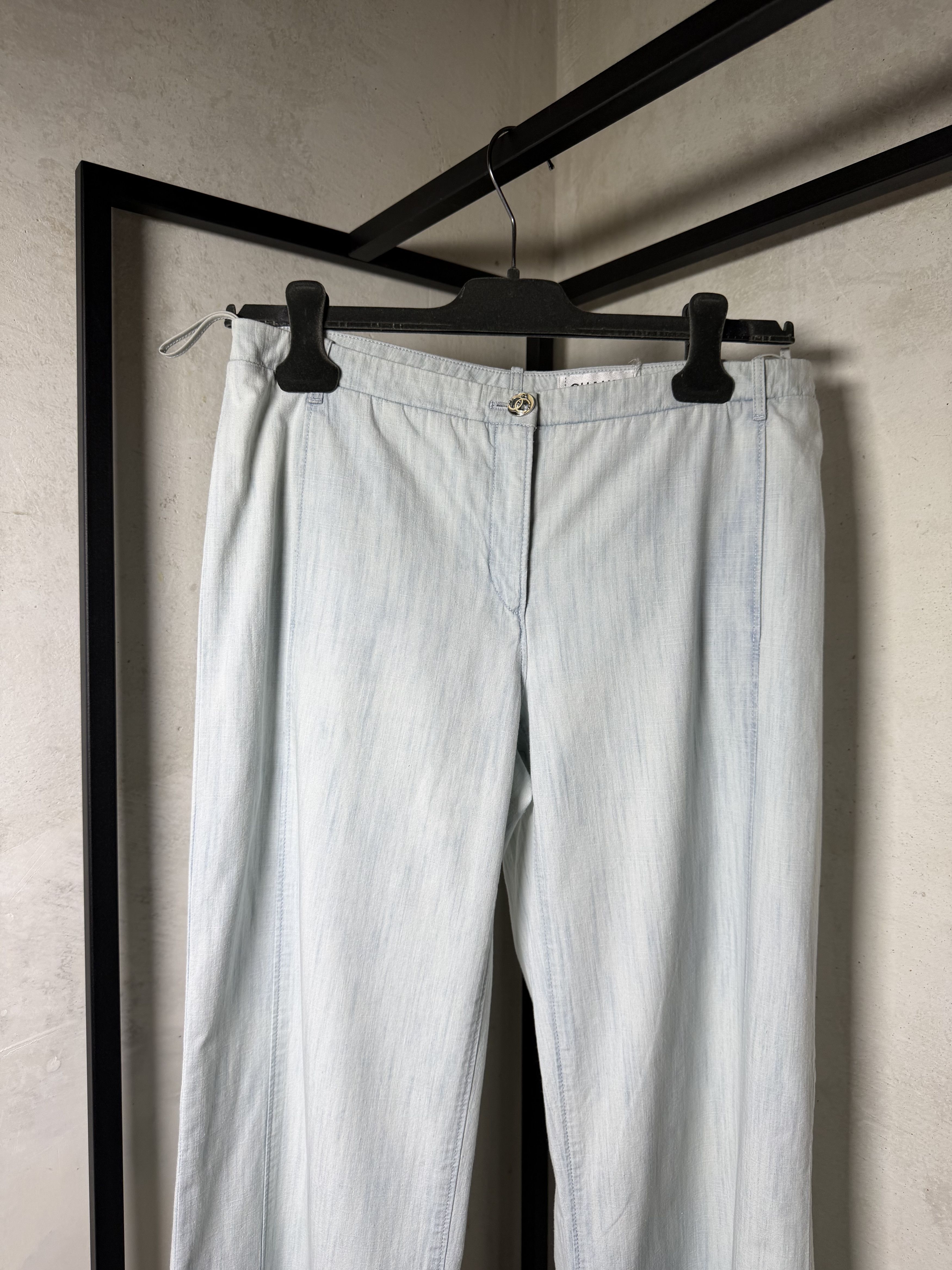 Chanel Chanel Blue Cotton Flared Hem Light Jeans Size 27" / US 4 / IT 40 - 4 Thumbnail