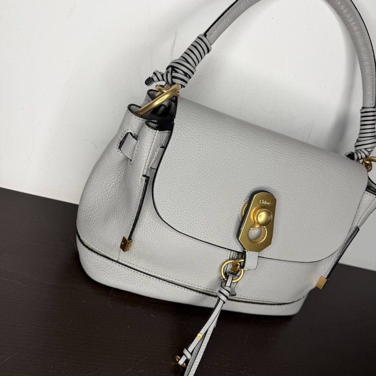 Chloe Chloe Owen Shoulder Handle Bag Gray Leather Size ONE SIZE - 2 Thumbnail