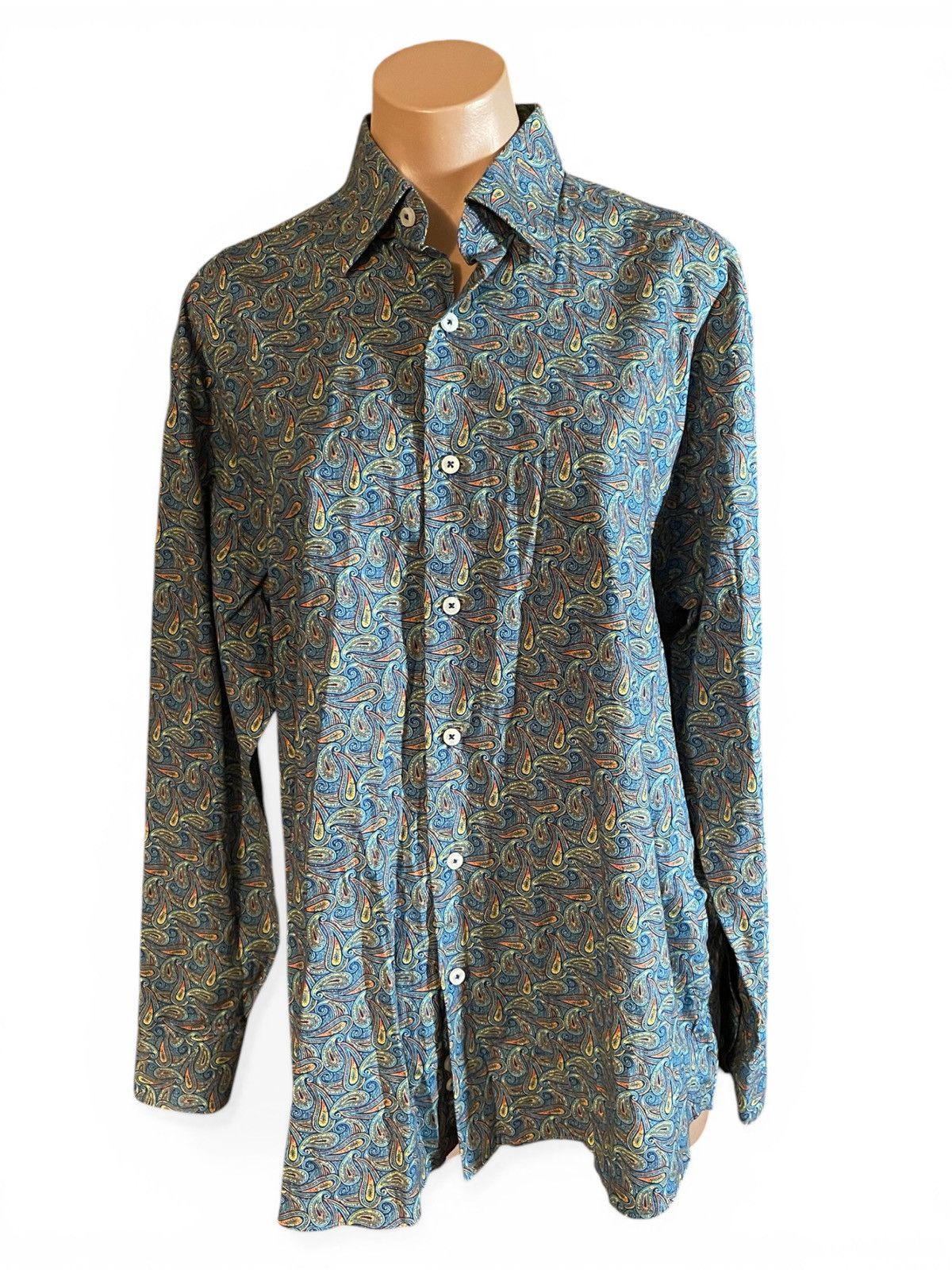 Alan Flusser Alan Flusser Medium Paisley Button Down Long Sleeve Shirt Size US M / EU 48-50 / 2 - 1 Thumbnail