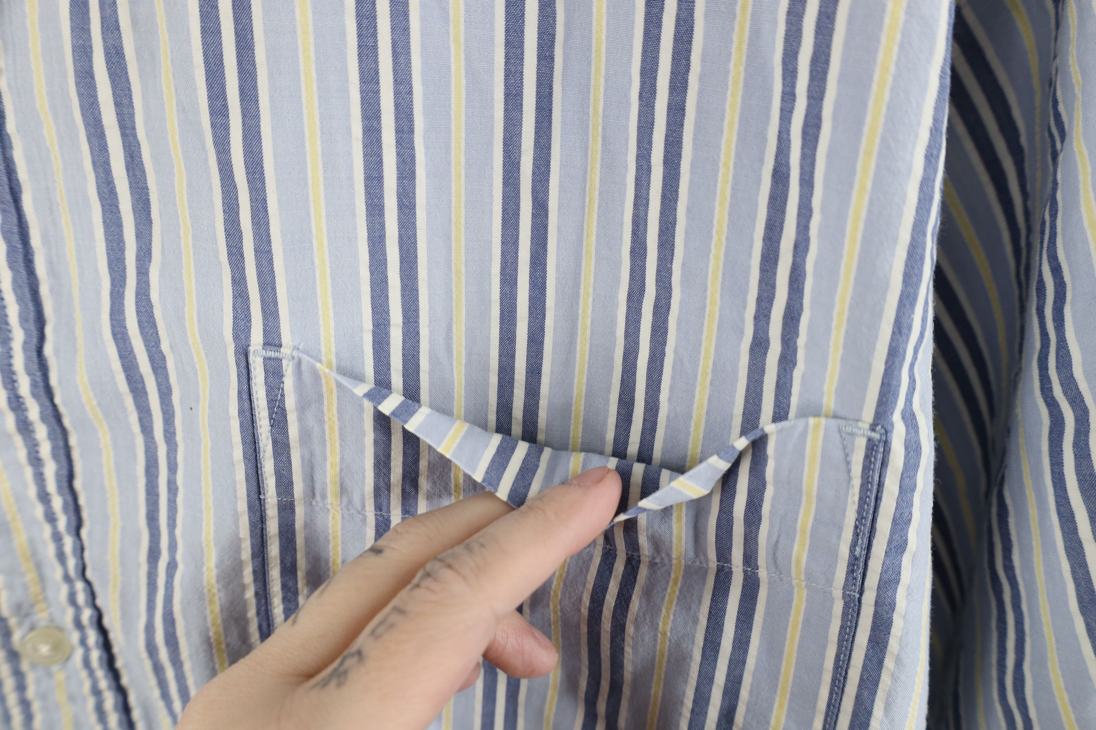 Eddie Bauer × Vintage Vintage 90s Eddie Bauer Seersucker Short Sleeve Button Shirt Size US XXL / EU 58 / 5 - 5 Thumbnail