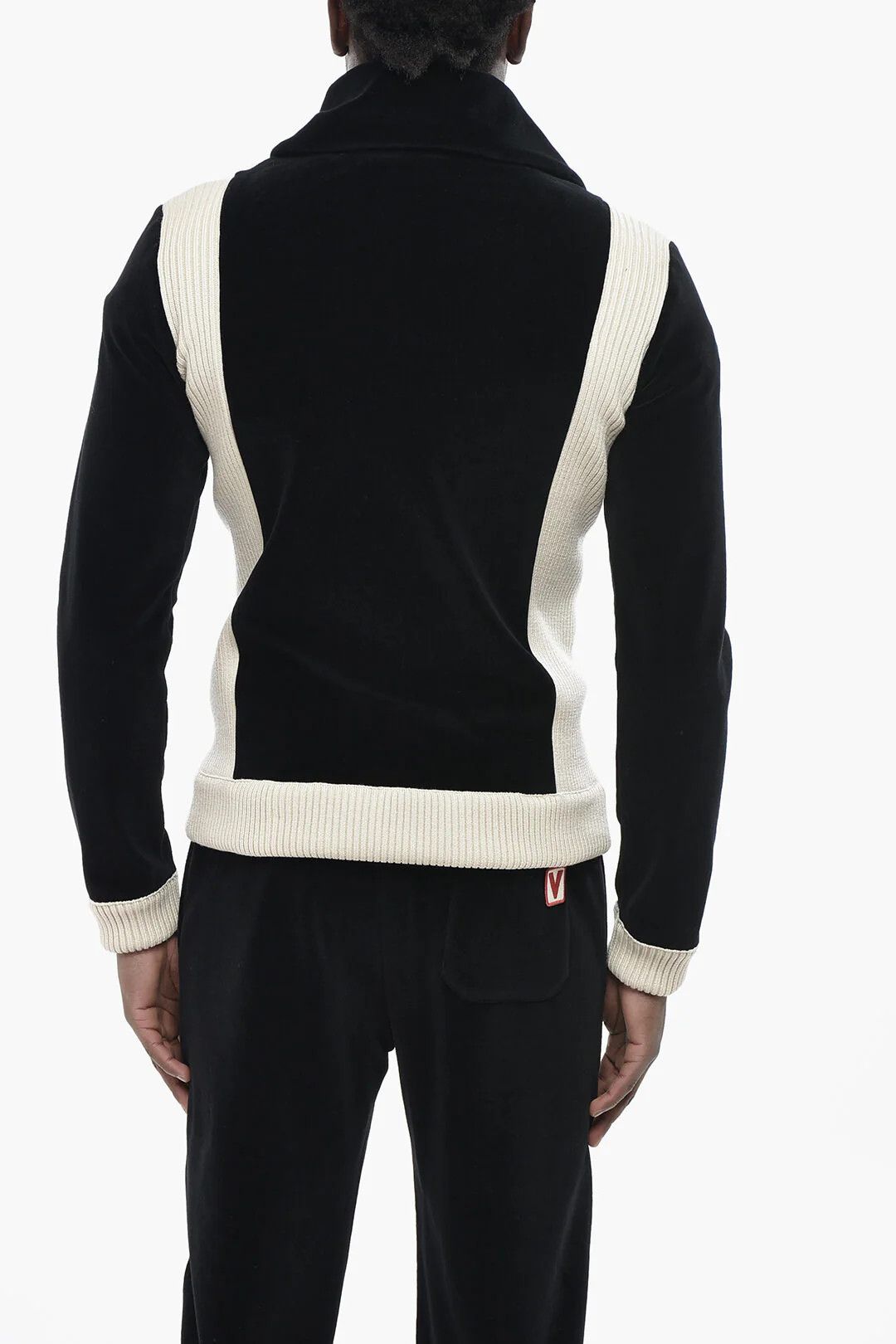 Valentino og1mm0426 Two-Tone Velour Sweatshirt in Black Size US M / EU 48-50 / 2 - 2 Thumbnail