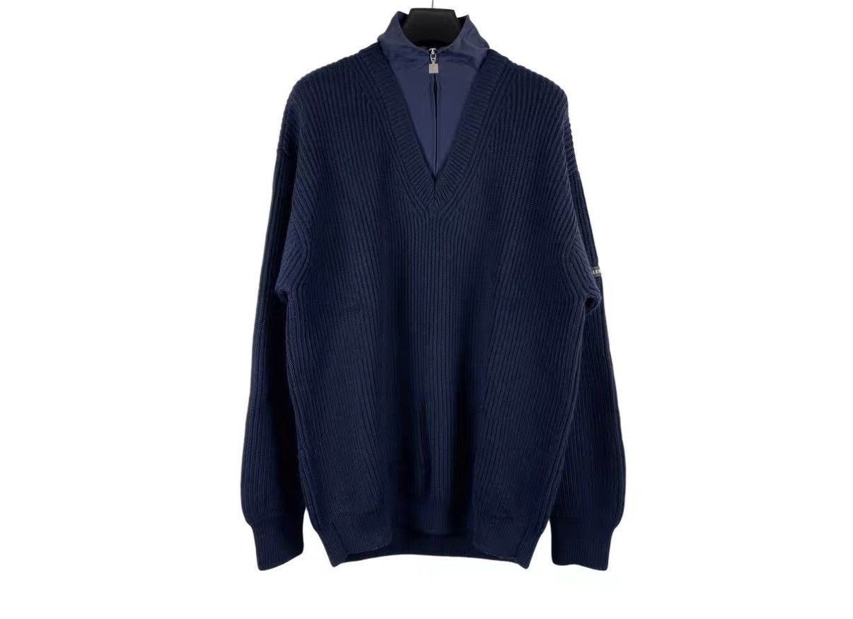 Balenciaga Blue V-Neck Long Sleeve Sweater Size US S / EU 44-46 / 1 - 1 Thumbnail