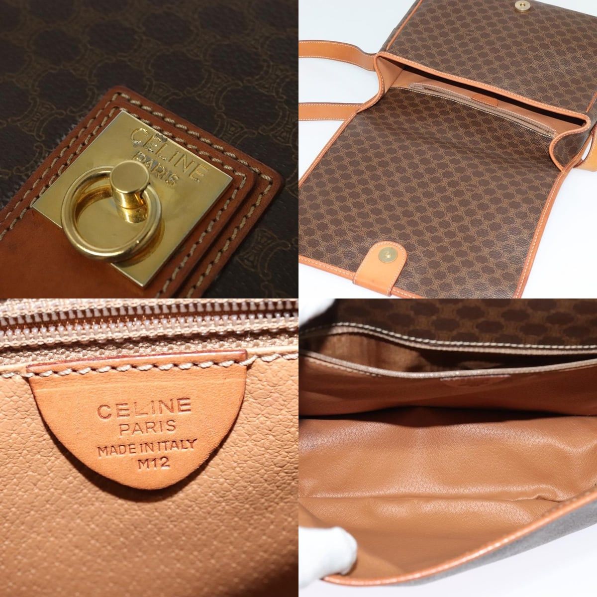 Celine CELINE Macadam Canvas Shoulder Bag Pvc Leather Brown Gold Size ONE SIZE - 11 Thumbnail