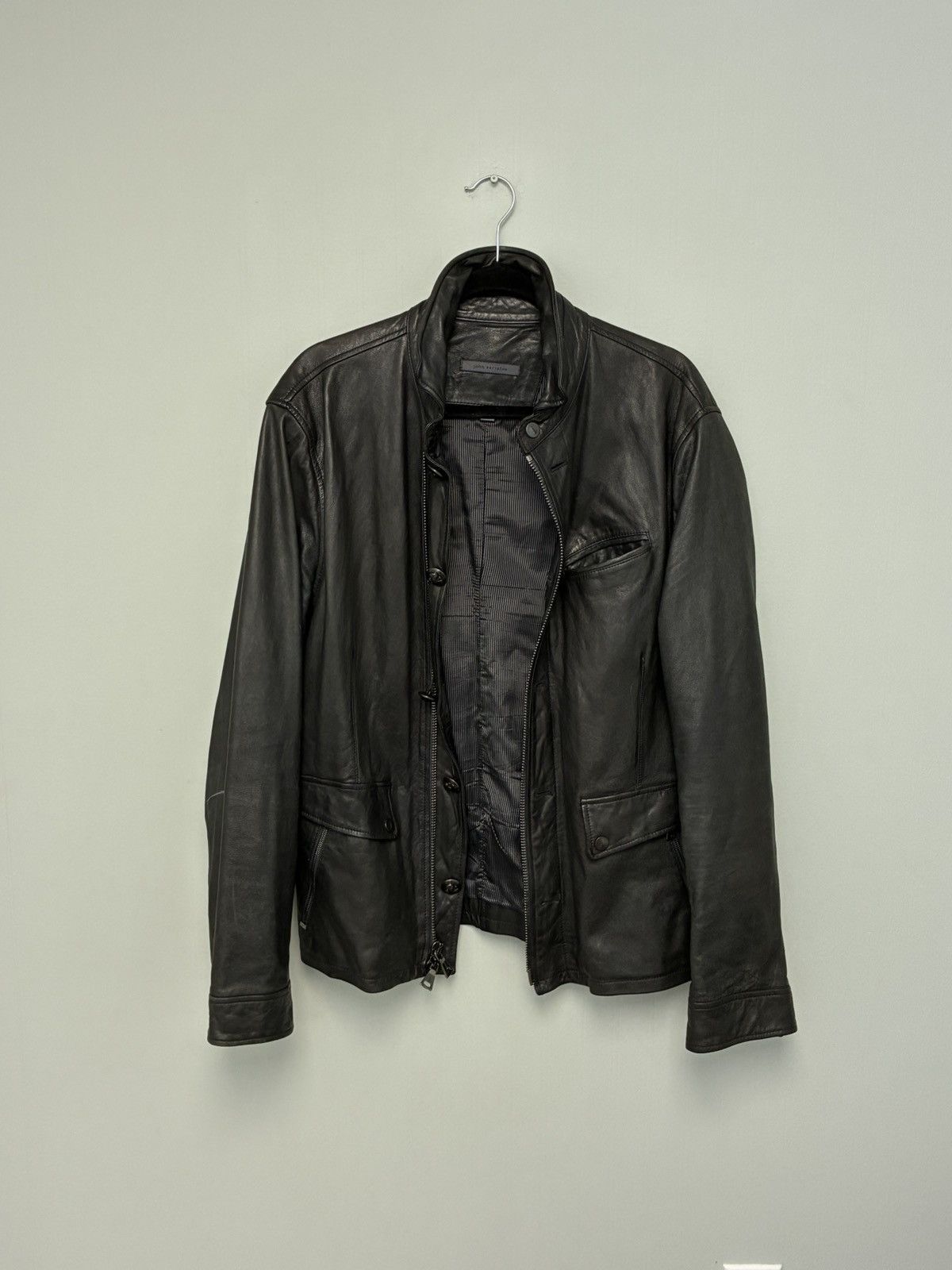 John Varvatos Biker Moto Leather Jacket EU 52 USA 42 Size US L / EU 52-54 / 3 - 5 Thumbnail