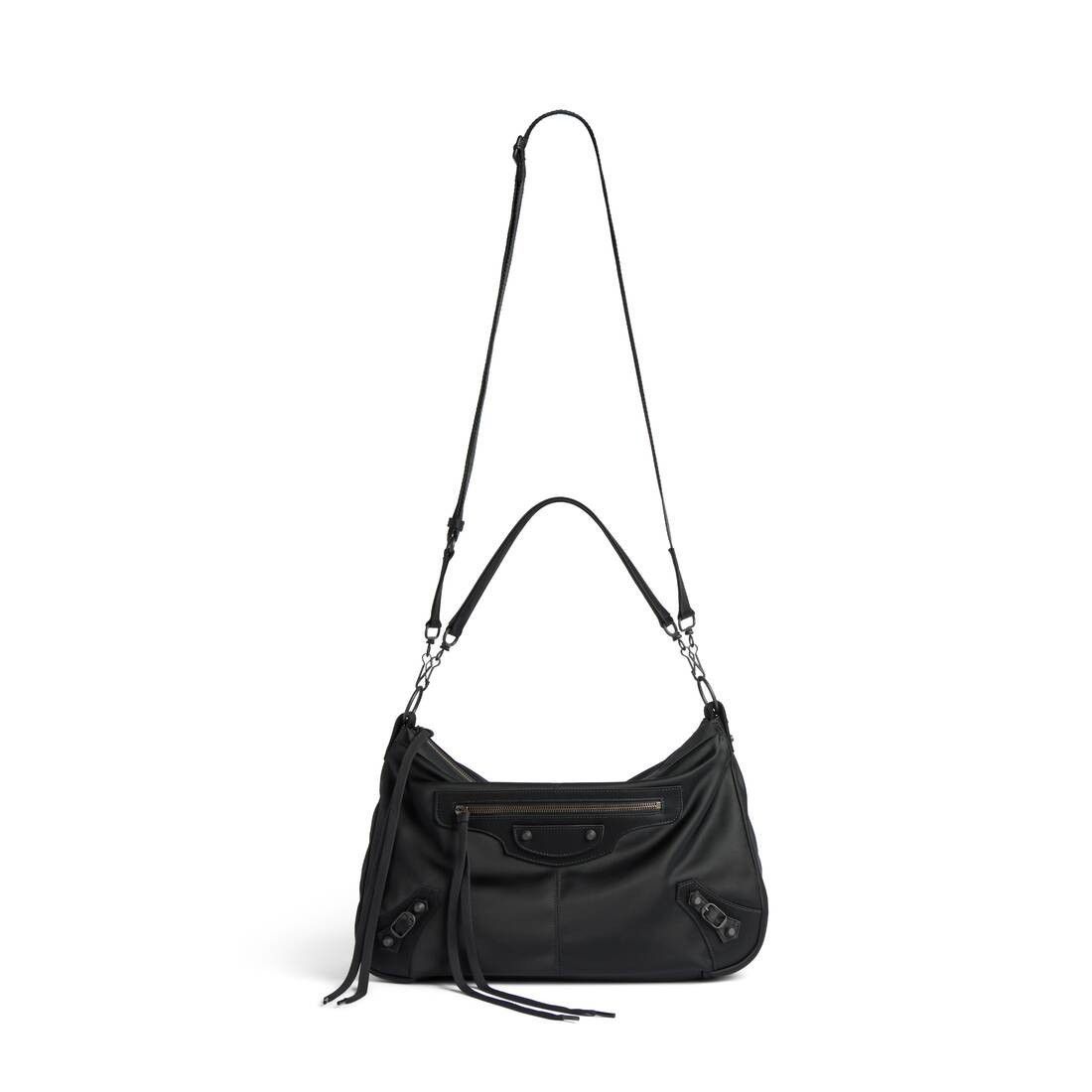 BALENCIAGA Le City Moto Medium $1990 Black Shoulder Bag New