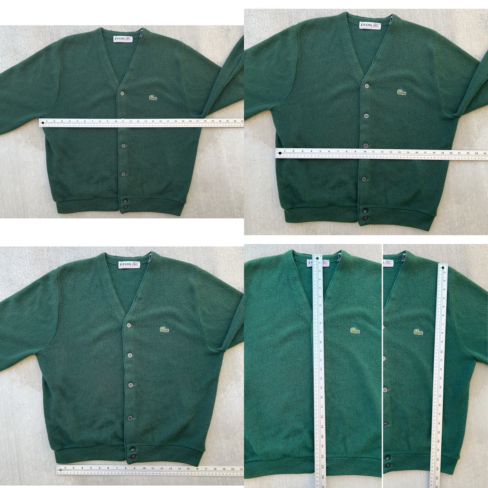 Lacoste VINTAGE Lacoste Cardigan Sweater USA Green Acrylic Croc Logo V Neck Preppy Mens M Size US M / EU 48-50 / 2 - 11 Thumbnail