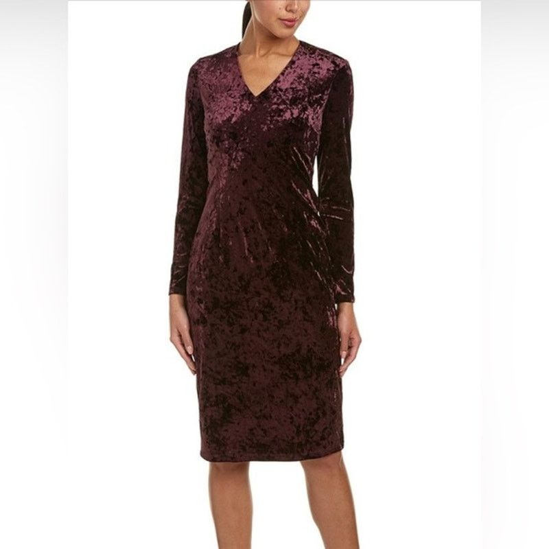 MAGGY LONDON Maggy London | Burgundy Crushed Velvet Dress | Size 14 Size XL / US 12-14 / IT 48-50 - 2 Thumbnail