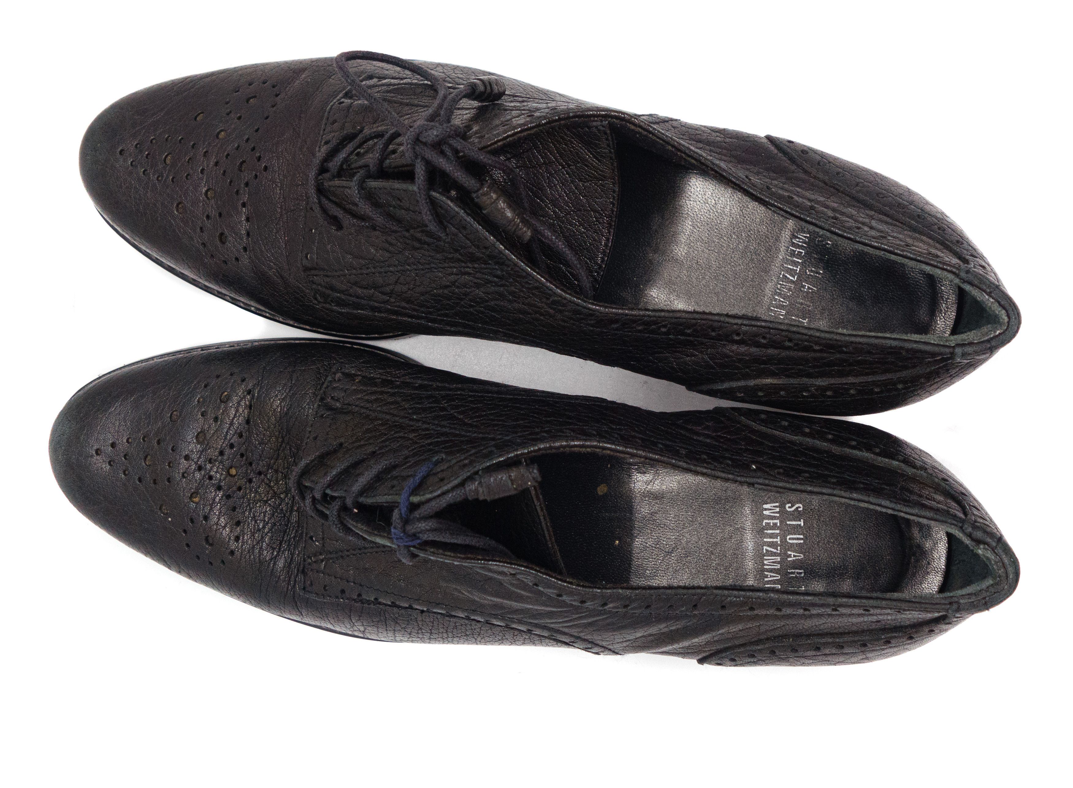 Stuart Weitzman Perforated Leather Derby Size US 7.5 / EU 40-41 - 3 Thumbnail