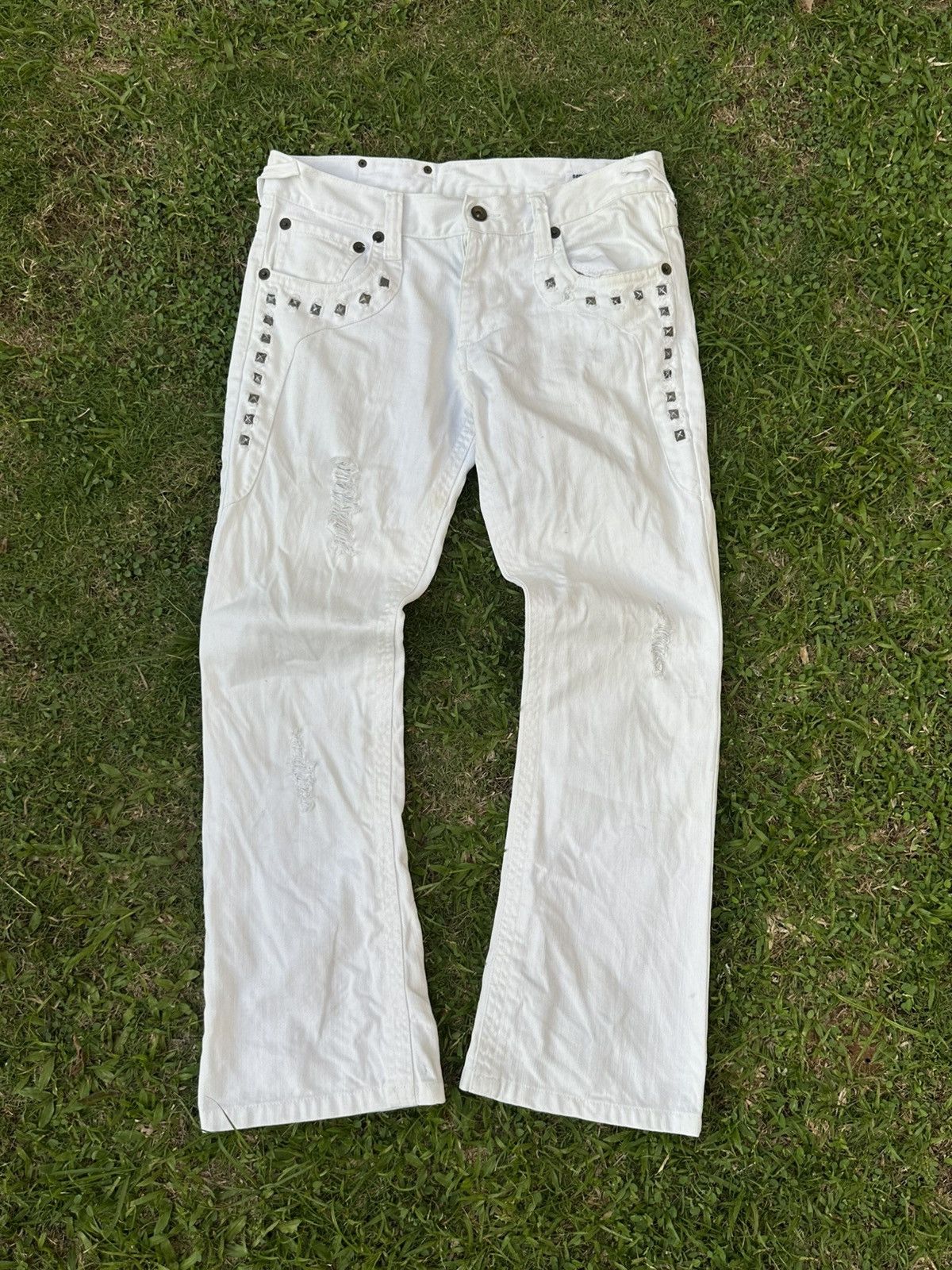 semanticdesign Semanticdesign Studded Pocket Flare White Denim Size US 30 / EU 46 - 1 Thumbnail