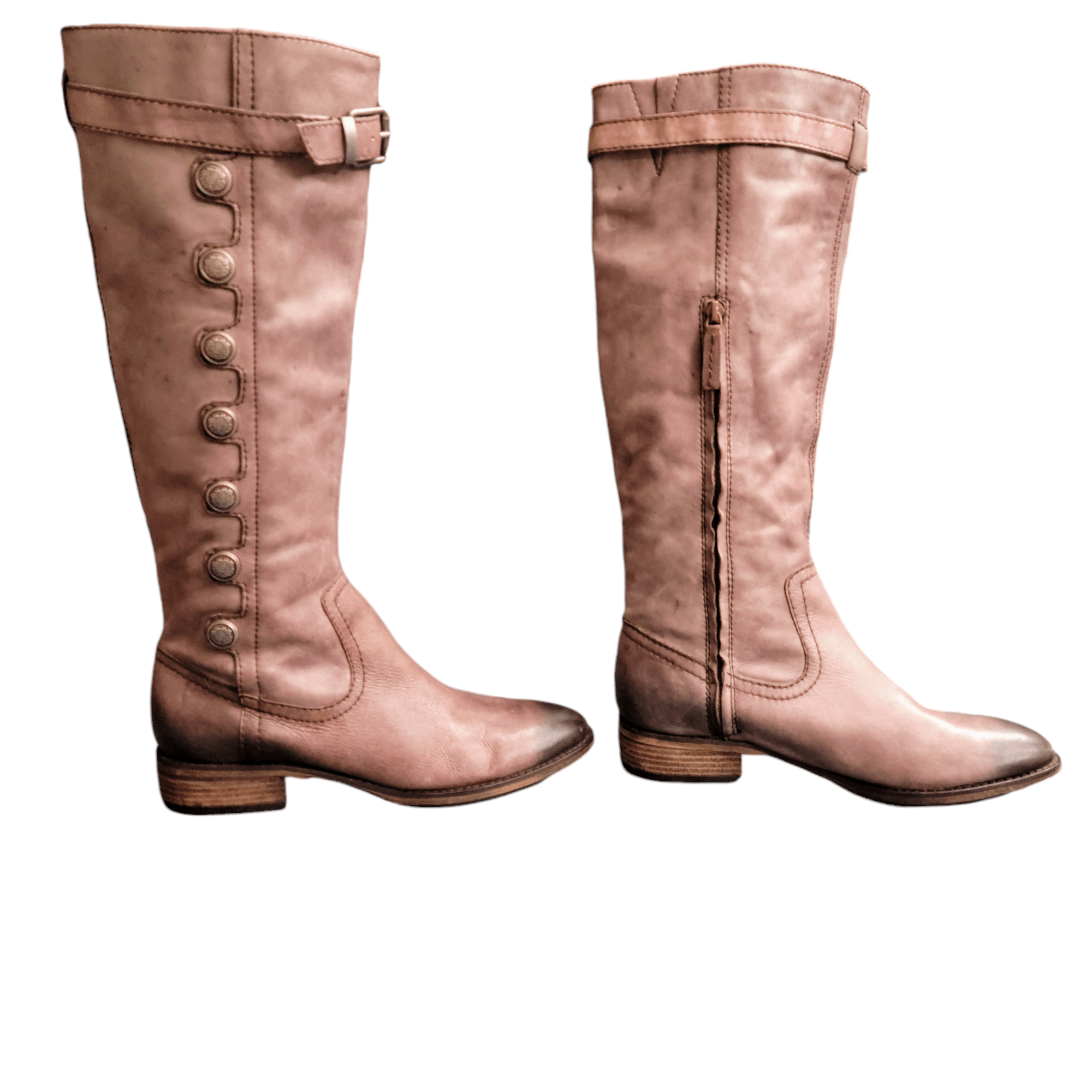 NBDN Nobrandedon Arturochiang Brown Distressed Leather Tall Riding Boots Size US 8.5 / IT 38.5 - 4 Thumbnail