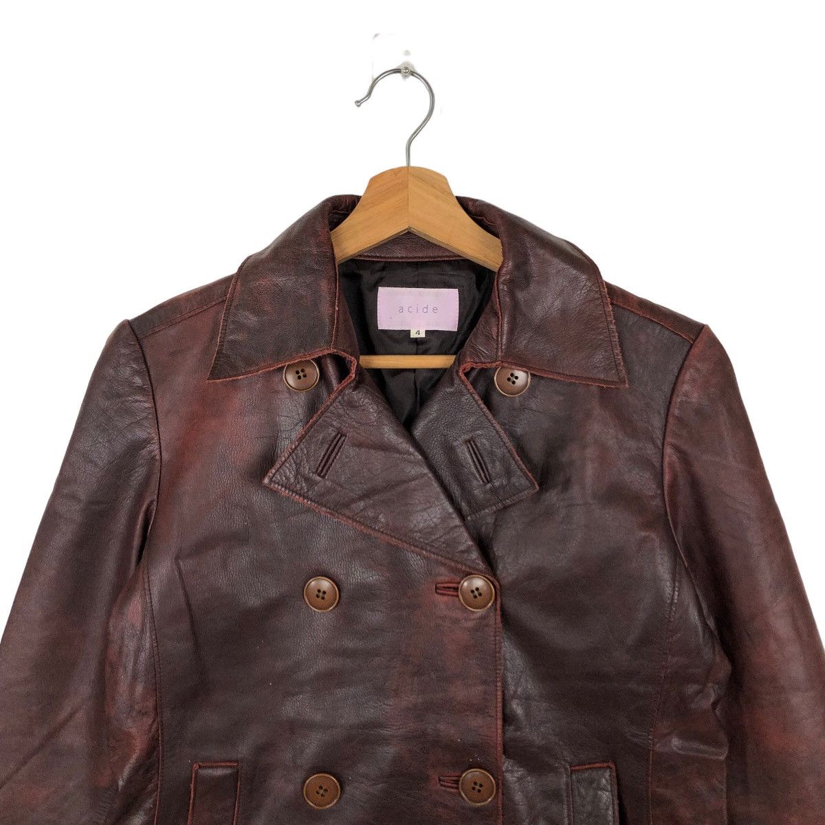 Japanese Brand VINTAGE BIKER LEATHER JACKET DOUBLE BREAST ACIDE JAPAN MADE Size US M / EU 48-50 / 2 - 2 Thumbnail