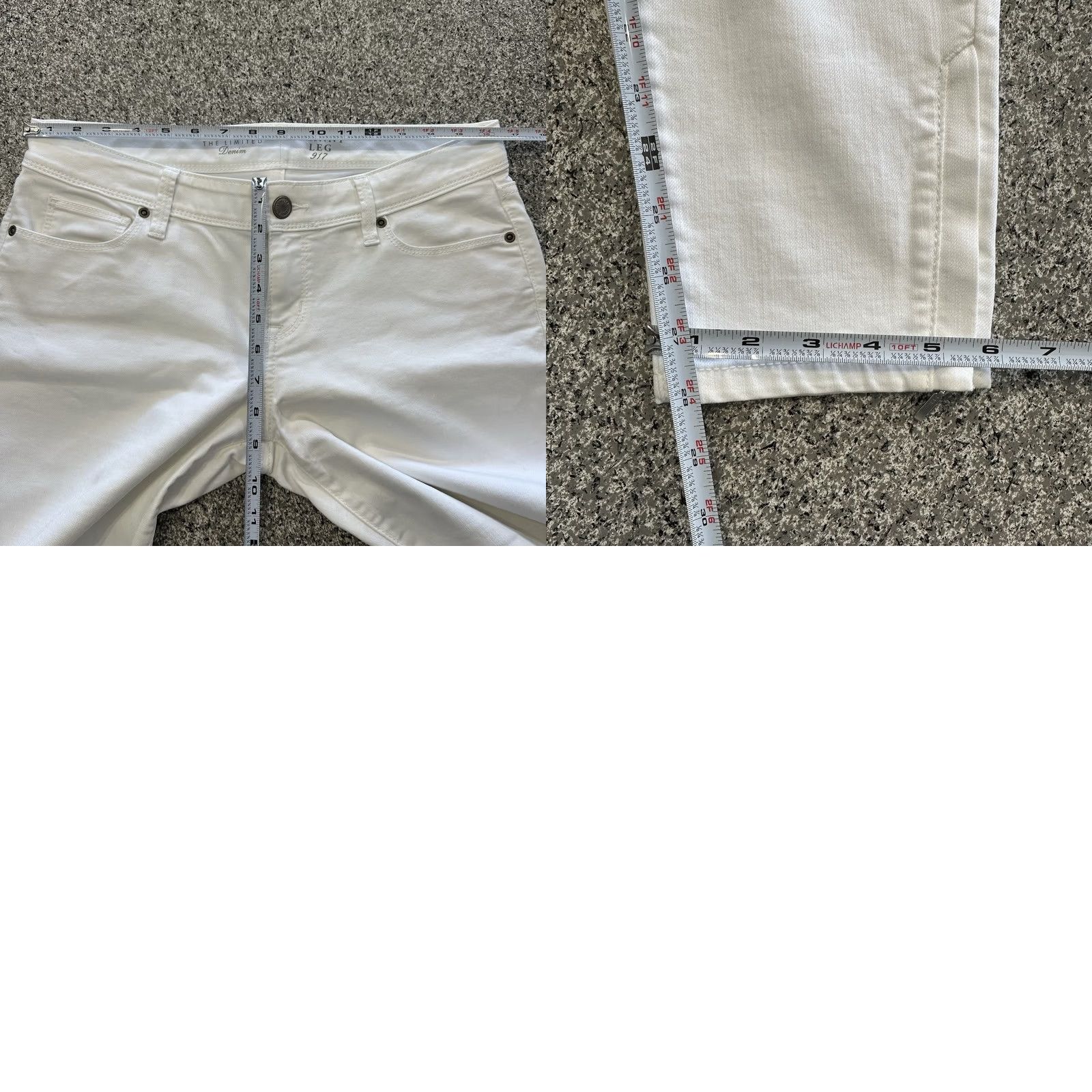 Vintage The Limited White Denim Jeans Womens 10 Skinny 32x28 Ankle Zip Stretch 917 5-Pocket Size 24" / US 00 / IT 34 - 8 Thumbnail