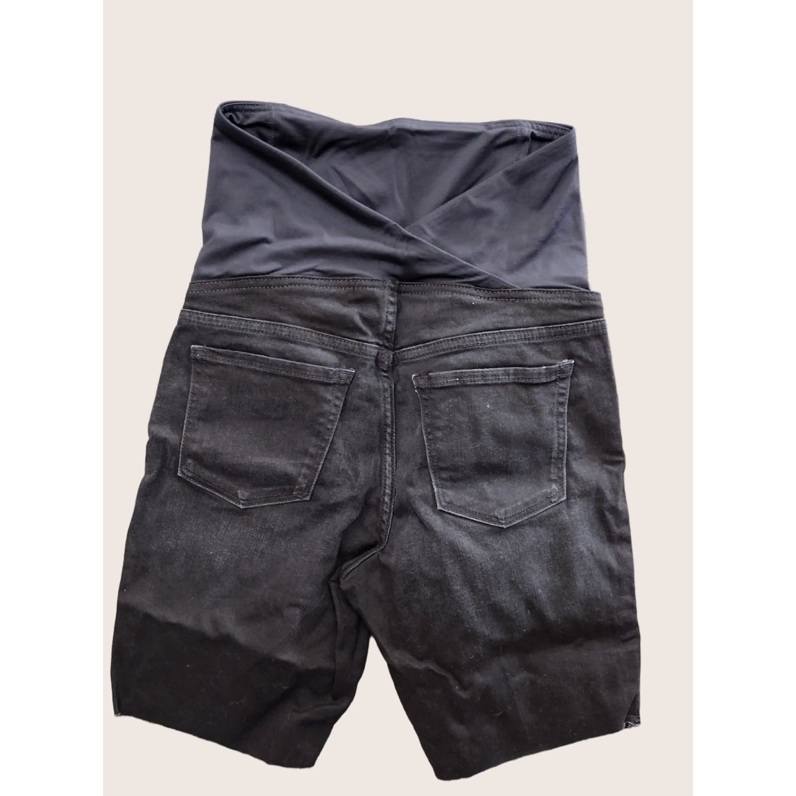 Denime Isabel Maternity Shorts Bermuda Black Denim Crossover Panel Size 6 Maternity Cotton Blend Pull On Regular Rise High Inseam 7 in Womens Size 28" / US 6 / IT 42 - 1 Thumbnail