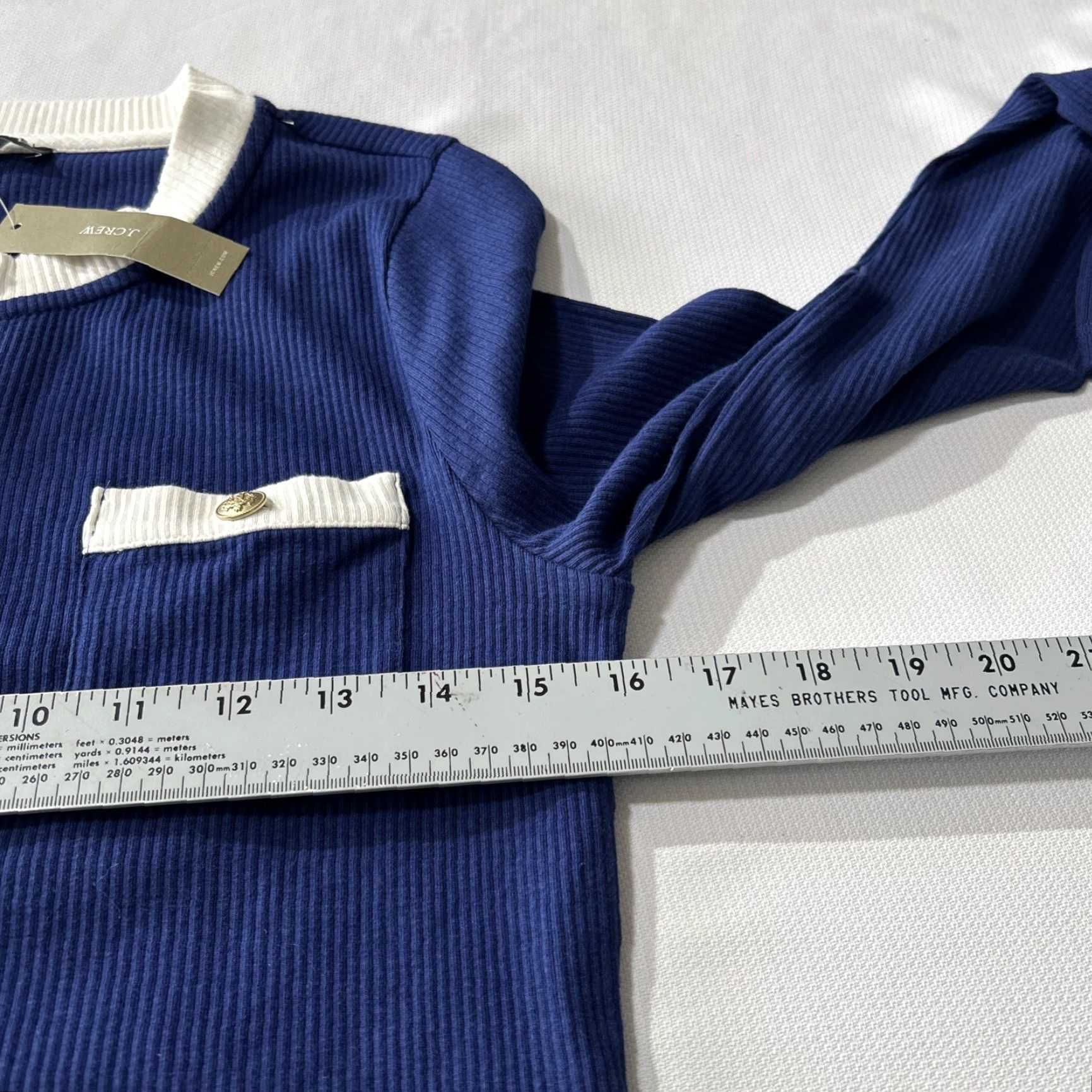 J.Crew J.CREW Cardigan Stripe Gold Crest Button Rib Knit Blue M Women Regular Pockets Lightweight Vintage No Size M / US 6-8 / IT 42-44 - 4 Thumbnail