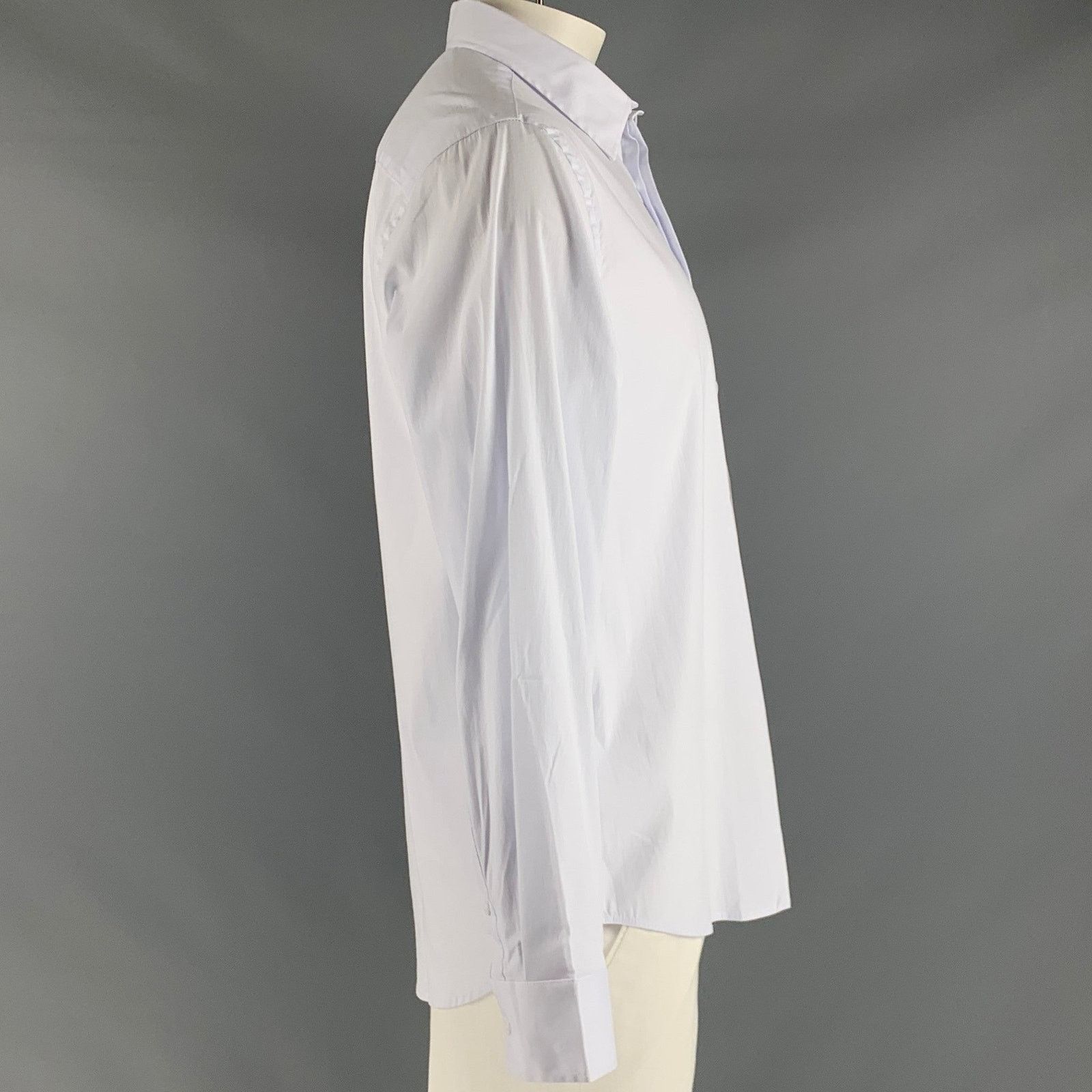 John Richmond JORDANLUCA White Solid Cotton Blend Button Up Long Sleeve Size US XL / EU 56 / 4 - 2 Thumbnail