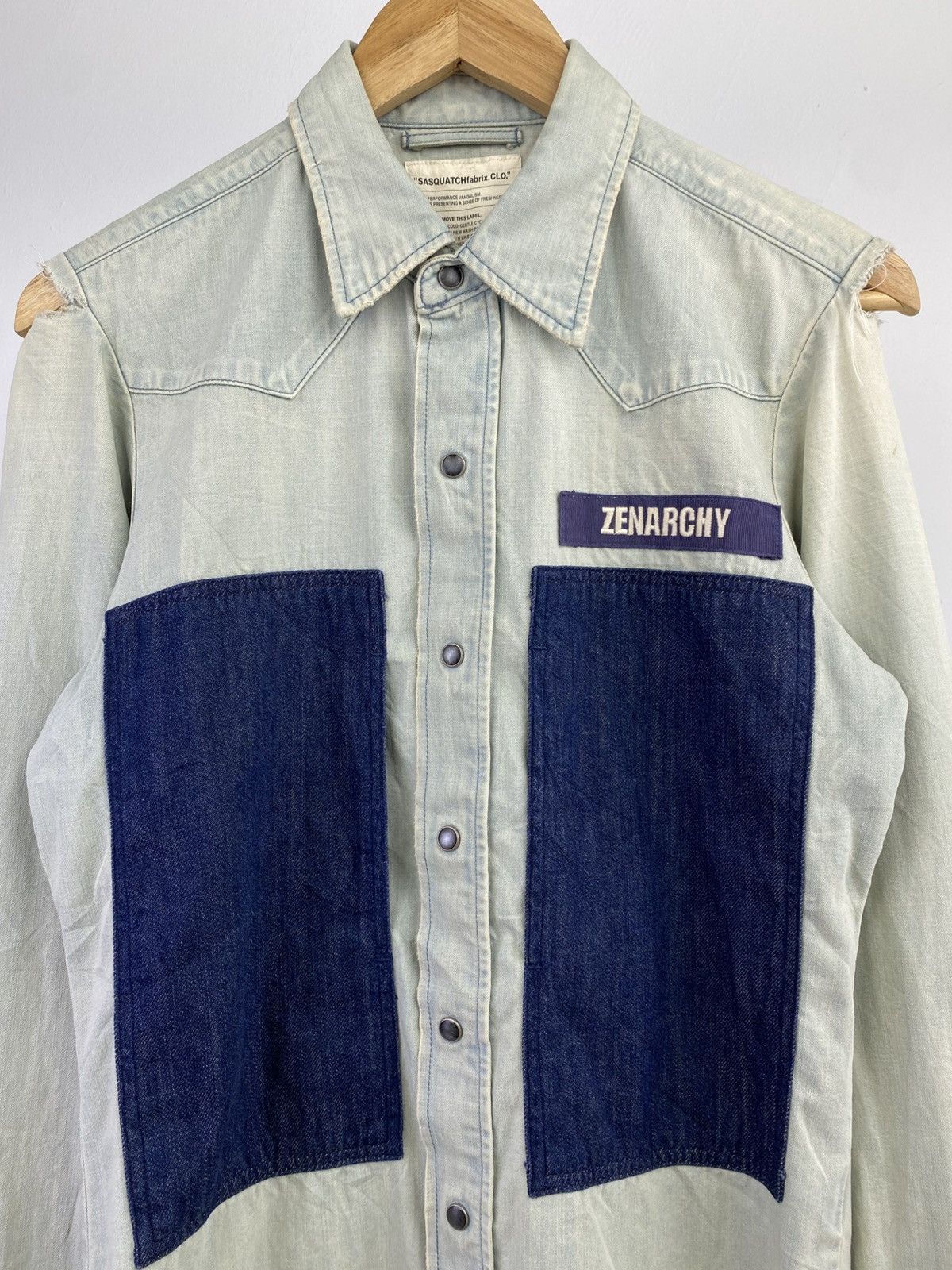 Sasquatchfabrix SS11 Sasquatchfabrix "Zearchy" Distressed Denim Shirt Size US S / EU 44-46 / 1 - 3 Thumbnail